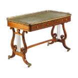 A Regency Brass Mounted Rosewood and Rosewood Grained Writing Table