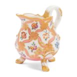 A Sevres Pink-Ground Porcelain Footed Cream Jug (Pot-a-Lait 'a Trois Pieds', 3eme Grandeur)