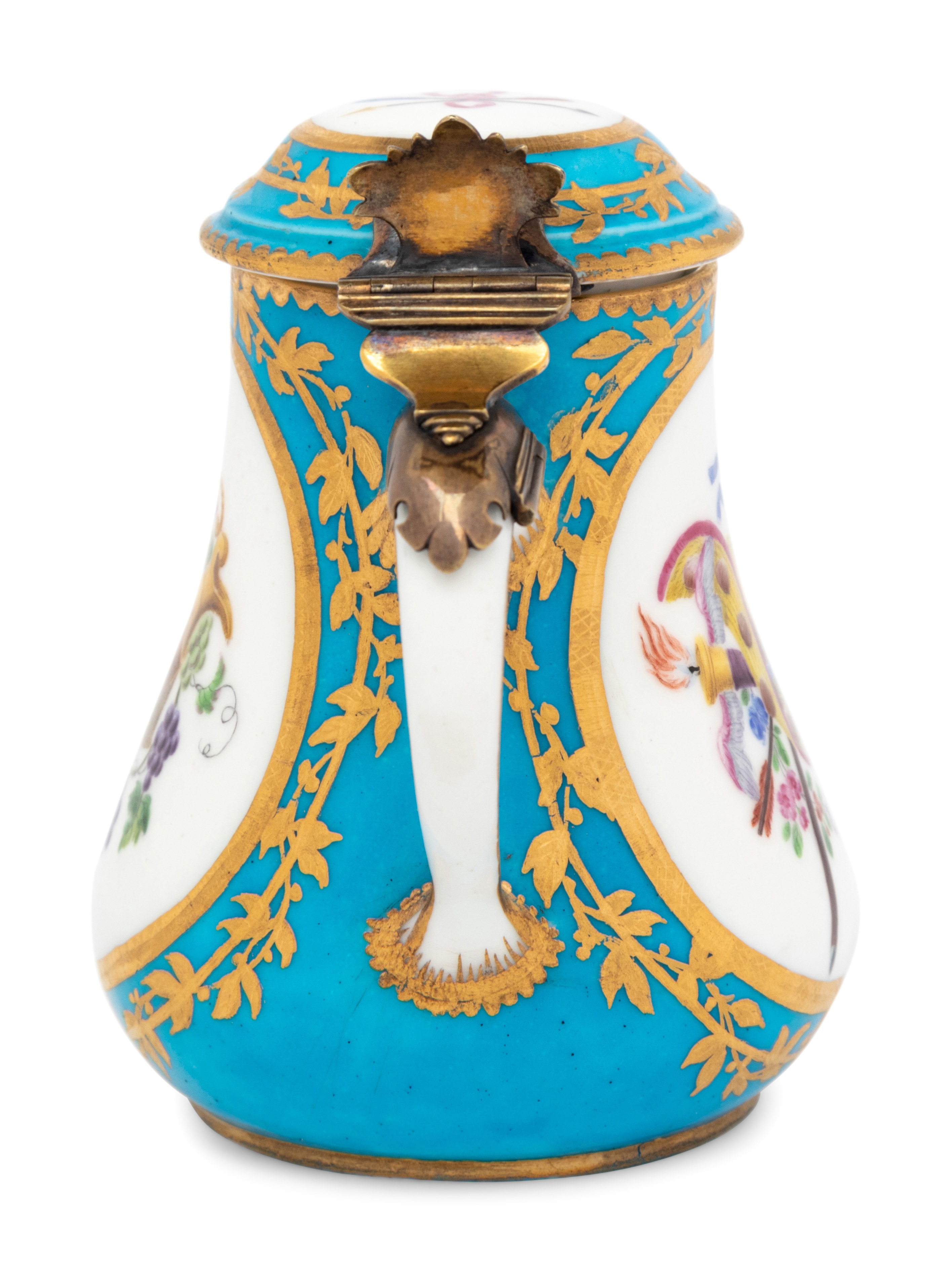 A Sevres Silver-Gilt Mounted Bleu Celeste Porcelain Hot Milk Jug and Cover (Pot a Lait 'Duvaux') - Image 13 of 29
