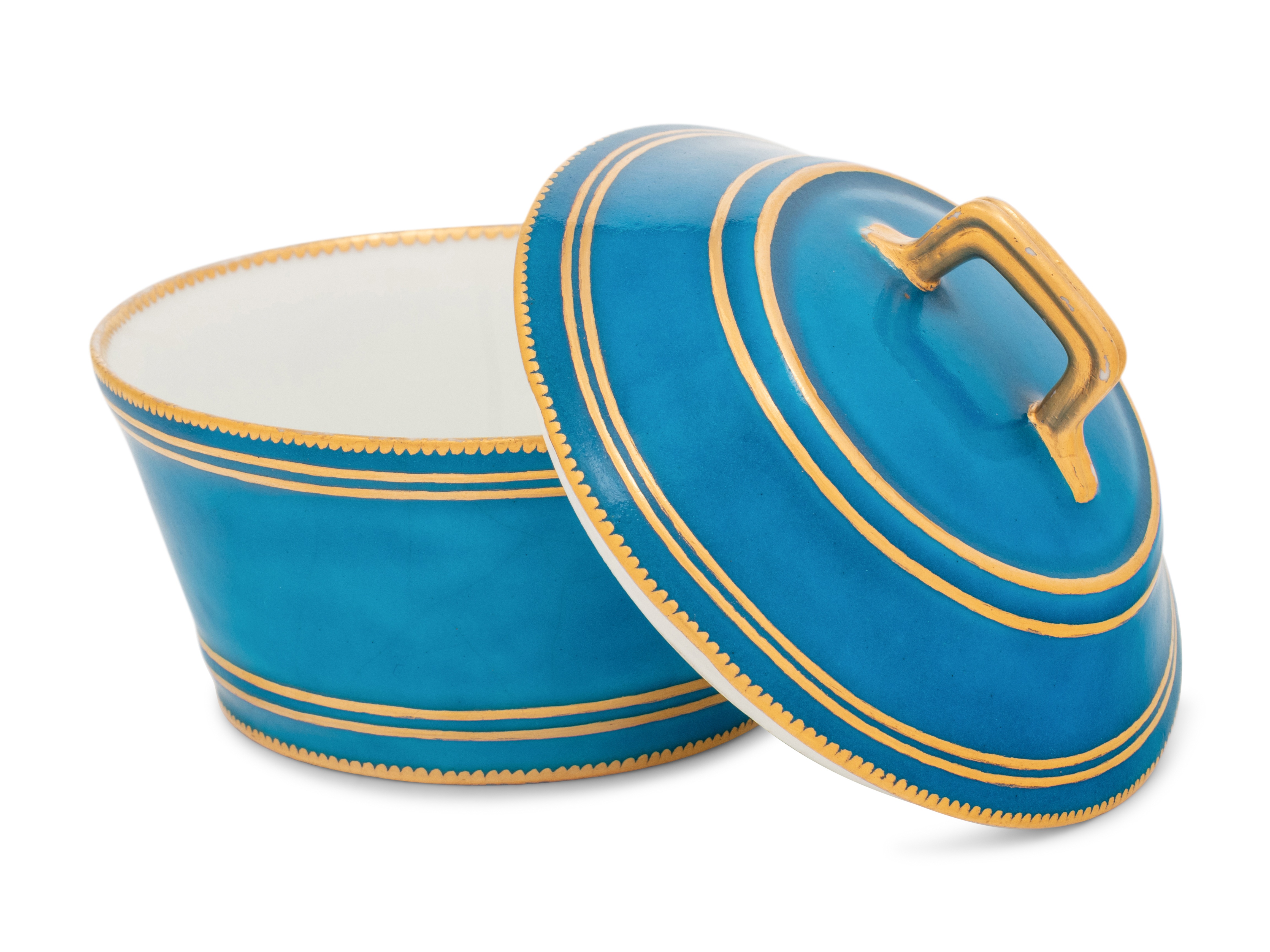 A Vincennes Bleu Celeste Plein Porcelain Sugar Bowl and Cover (Pot a Sucre 'a Cerceau' ou 'a Cuvier' - Image 3 of 8