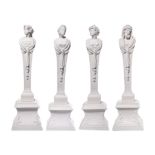 Four Mennecy Biscuit Porcelain Herm Figures Emblematic of the Seasons