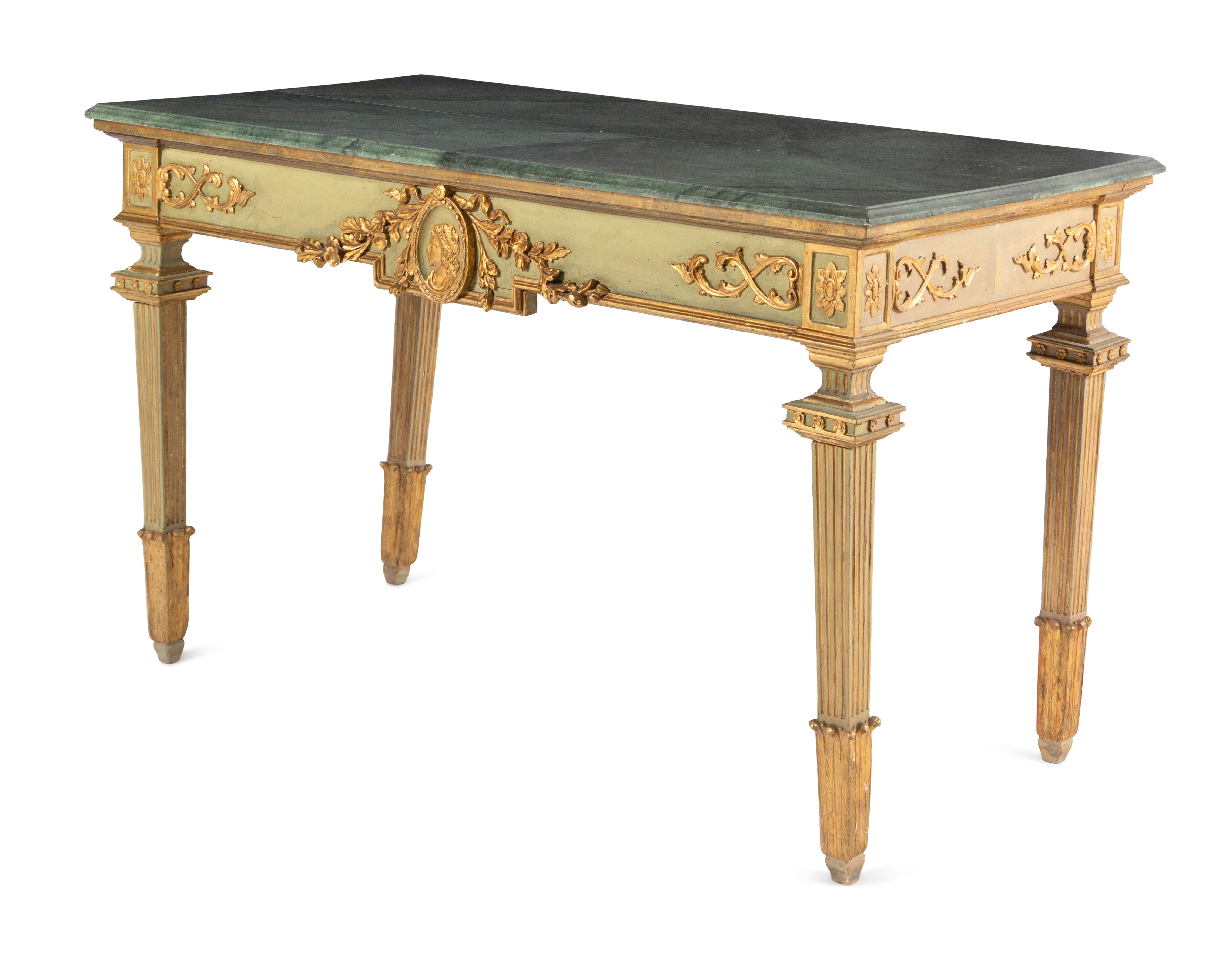 A North Italian Neoclassical Painted and Parcel-Gilt Console Table - Image 2 of 4