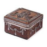 A Faberge Silver-Mounted Rosewood Stamp Box
