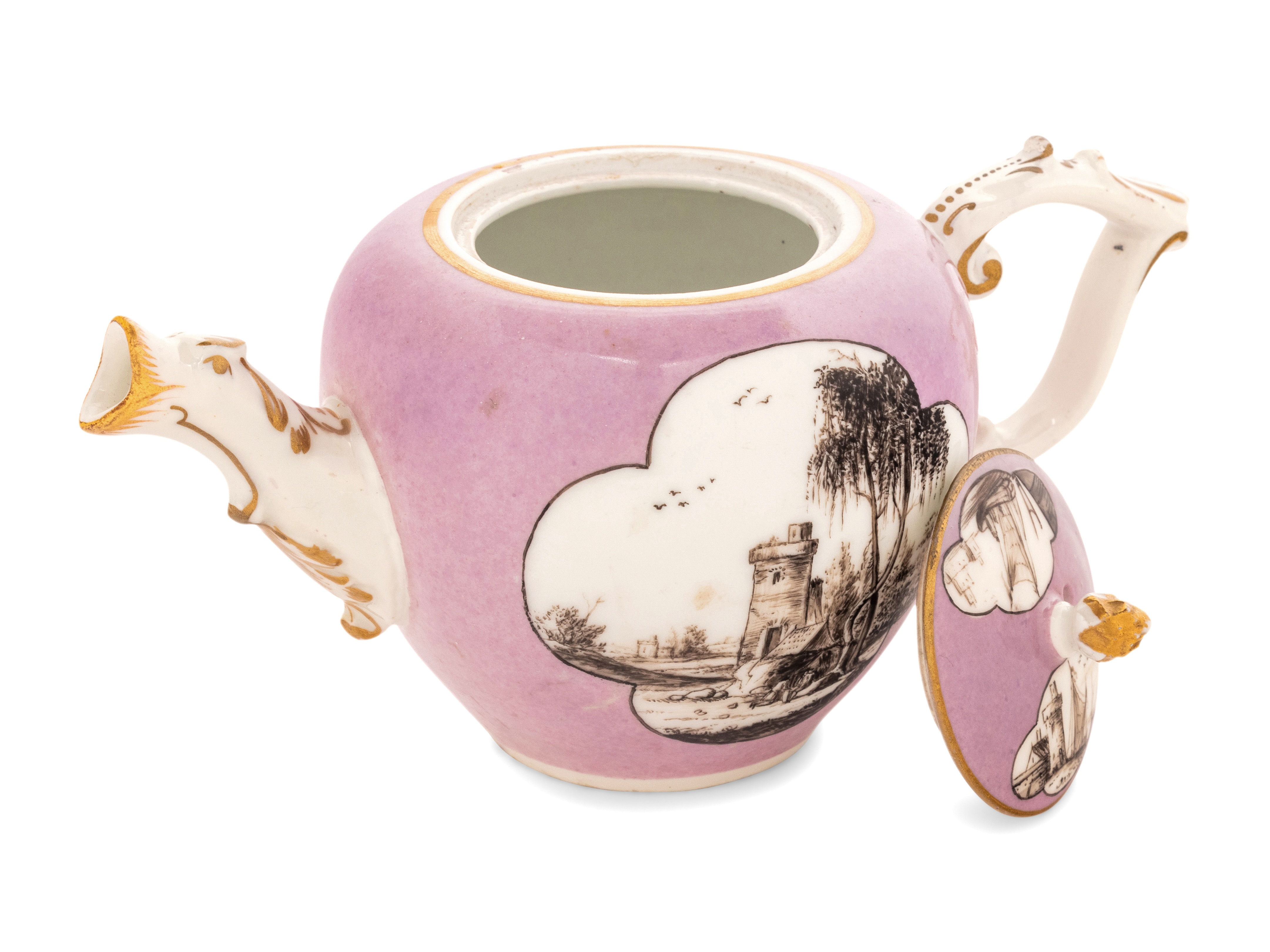 A Meissen Lilac-Ground Porcelain Teapot and Cover - Image 2 of 7