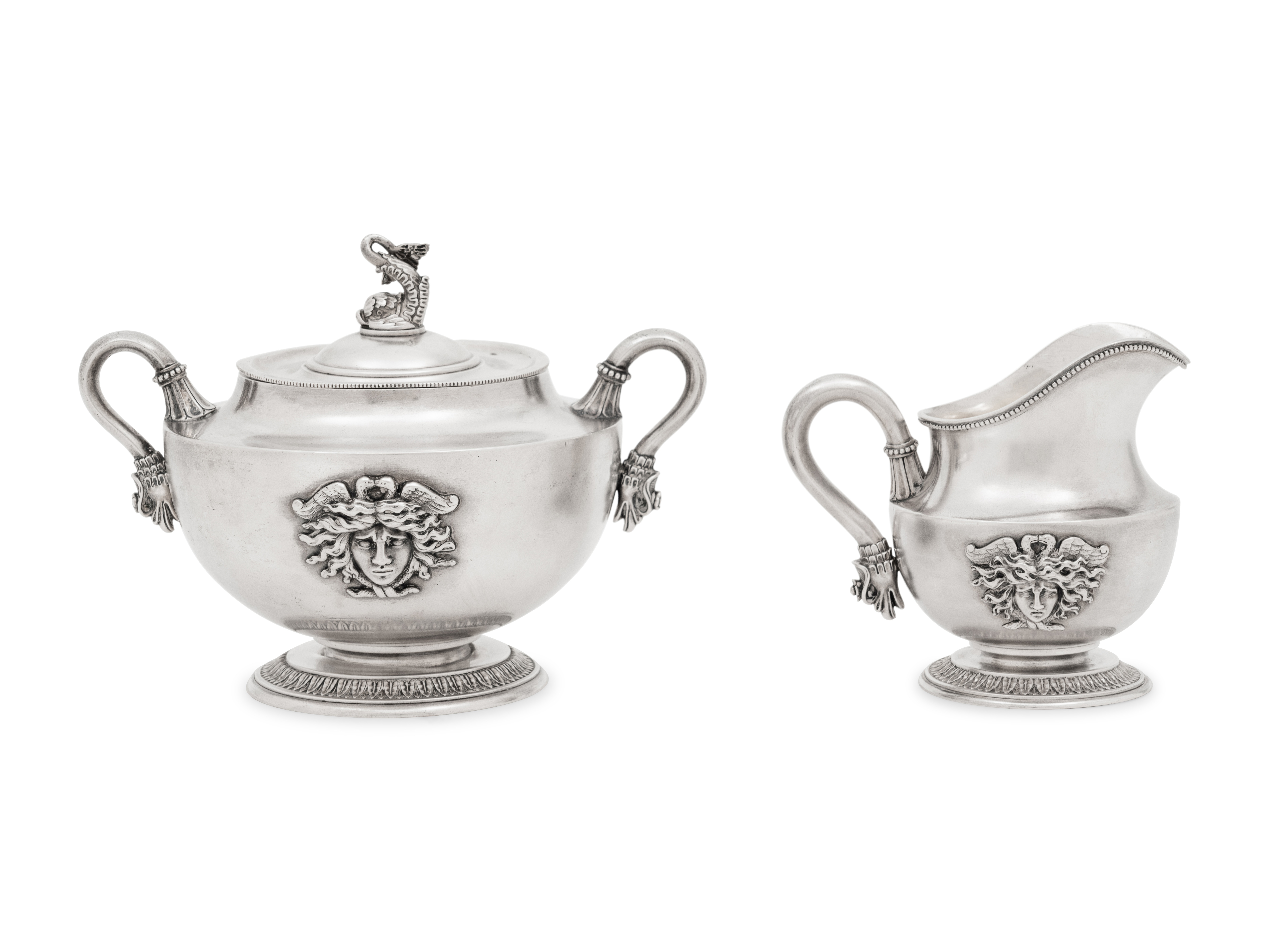 A Faberge Silver Creamer and Covered Sugar Set - Image 3 of 10