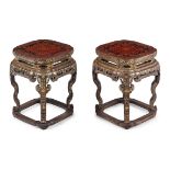 A Pair of Chinese Export Black Lacquer and Parcel-Gilt Low Tables