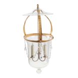 A Regency Style Gilt Metal and Glass Three-Light Lantern
