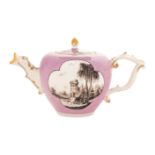 A Meissen Lilac-Ground Porcelain Teapot and Cover