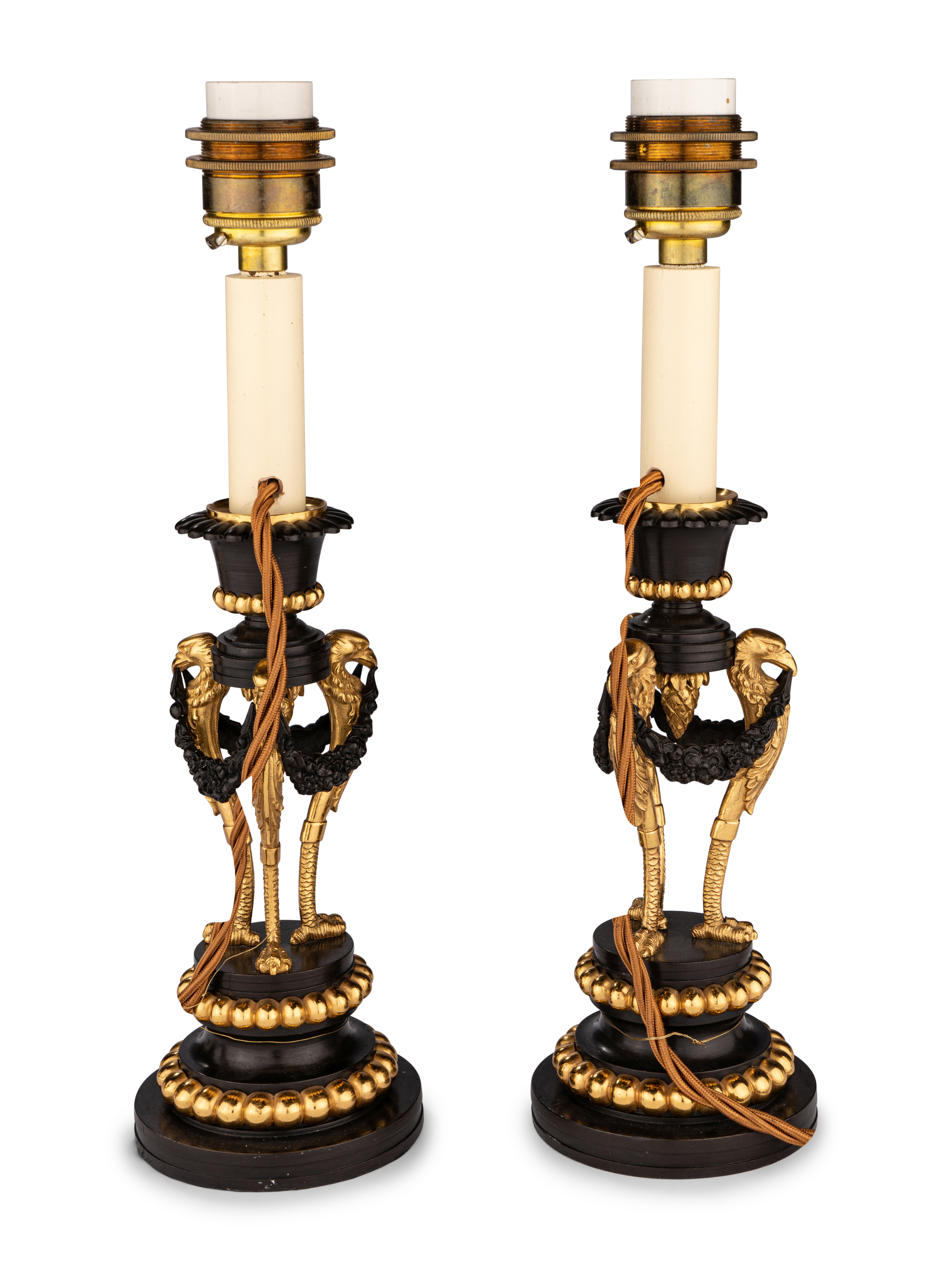 A Pair of Directoire Parcel-Gilt Bronze Candlesticks - Image 4 of 7
