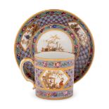 A Sevres Lavender-Ground Chinoiserie Hard-Paste Porcelain Cup and a Saucer (Gobelet 'Litron' et une