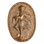 Four Italian Neoclassical Painted and Parcel-Gilt Papier-MÃ¢che Relief Plaques