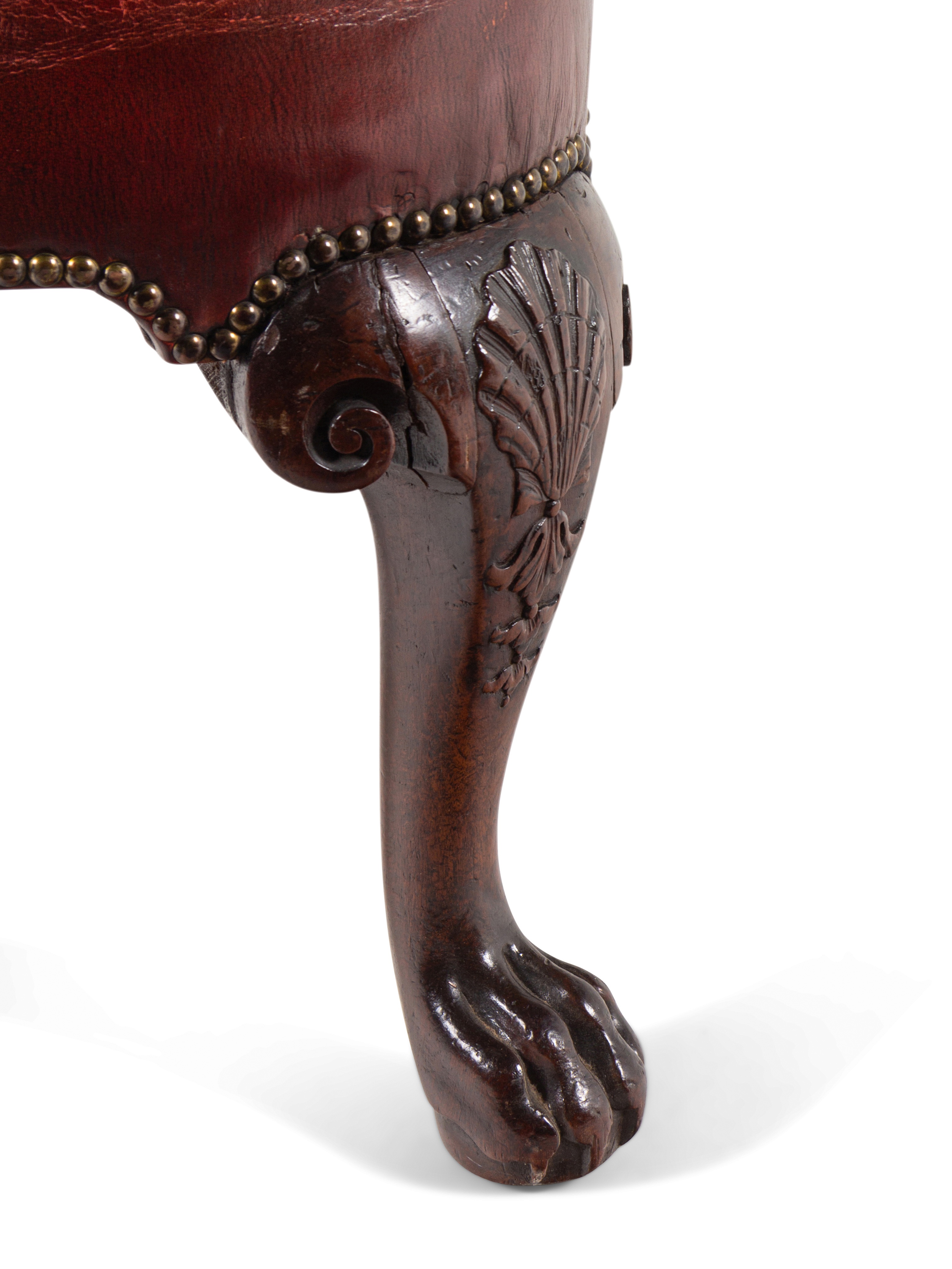 A George II Leather-Upholstered Carved Mahogany Library Chair - Image 5 of 8