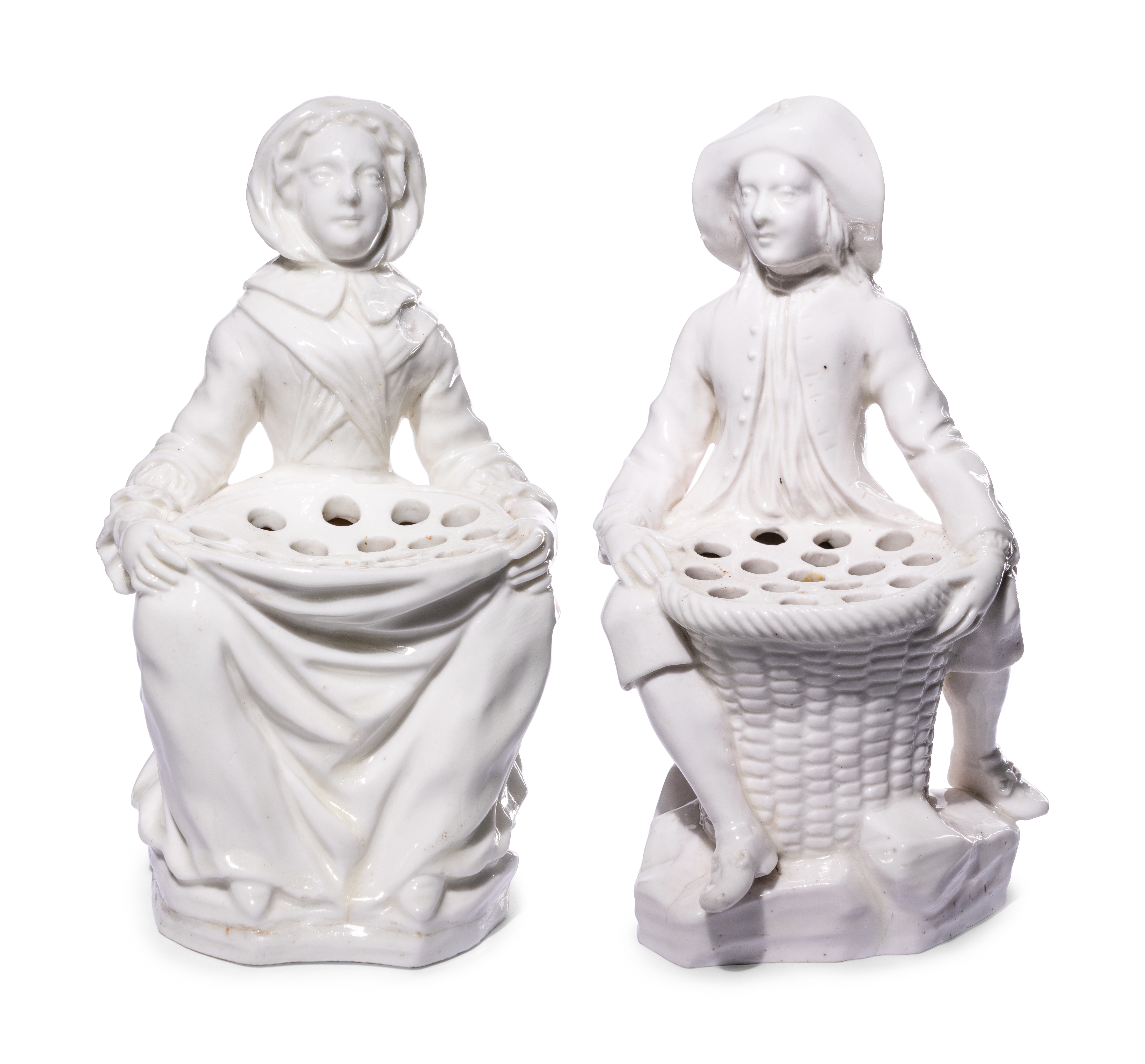 A Pair of French Soft-Paste Porcelain White Bouquetiere Figures - Image 2 of 27