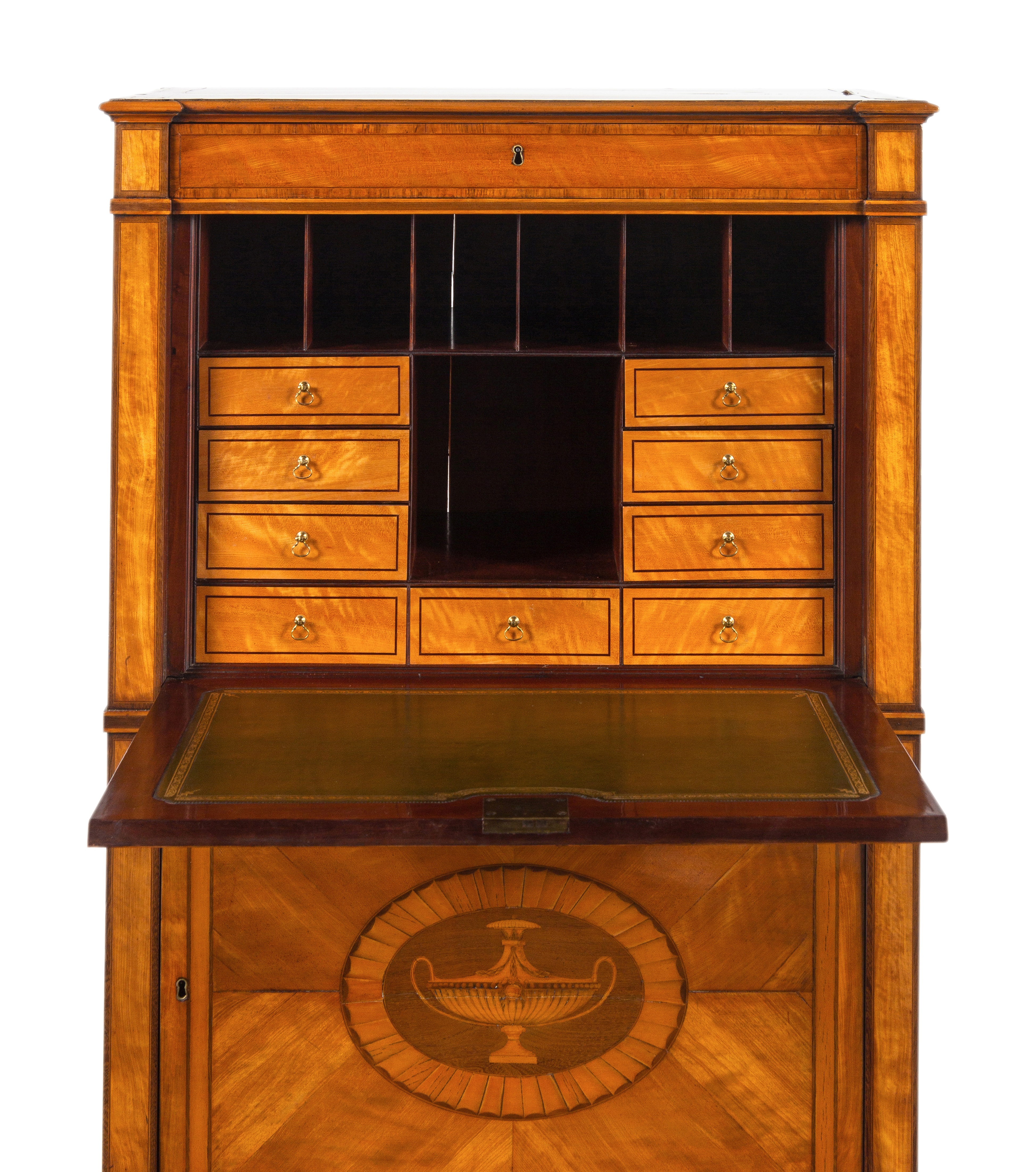 A George III Satinwood, Tulipwood and Amaranth Marquetry Fall-Front Secretaire - Image 5 of 11