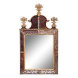 A Swedish Baroque Verre Eglomise and Giltwood Mirror