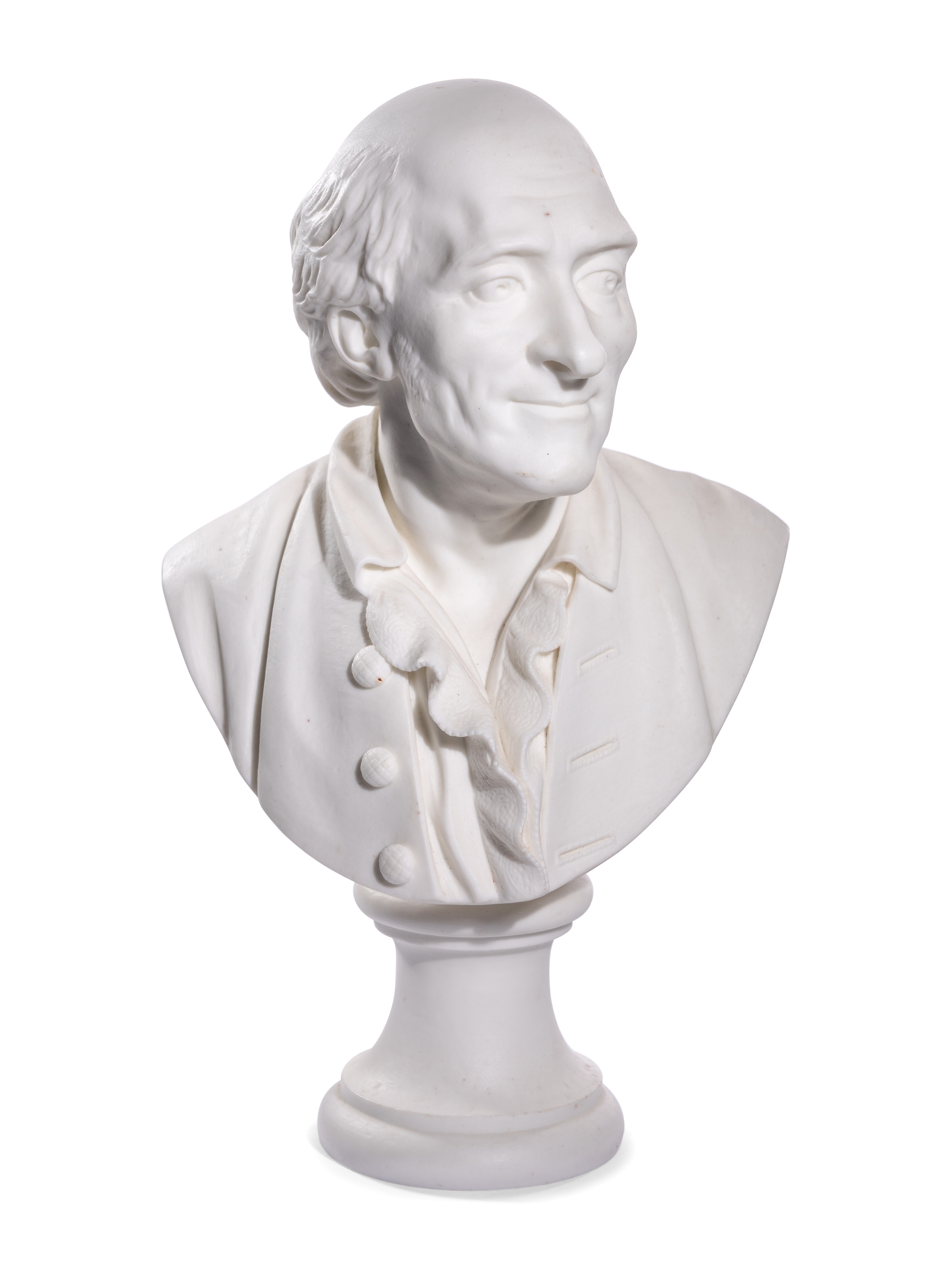 A French Biscuit Porcelain Bust of Fran'cois-Marie Arouet, Called Voltaire - Image 3 of 20