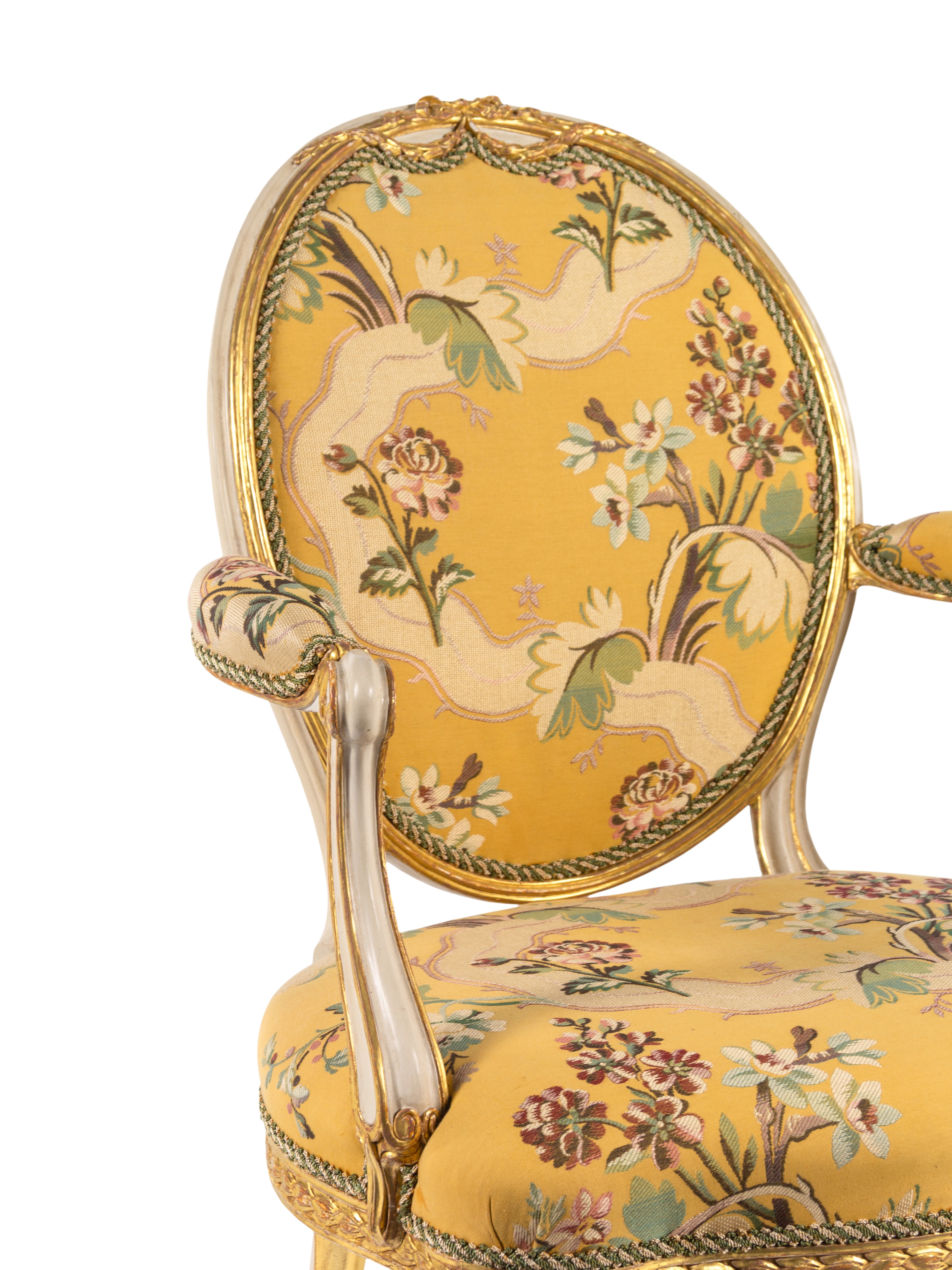 A George III White-Painted and Parcel-Gilt Open Armchair - Image 4 of 12