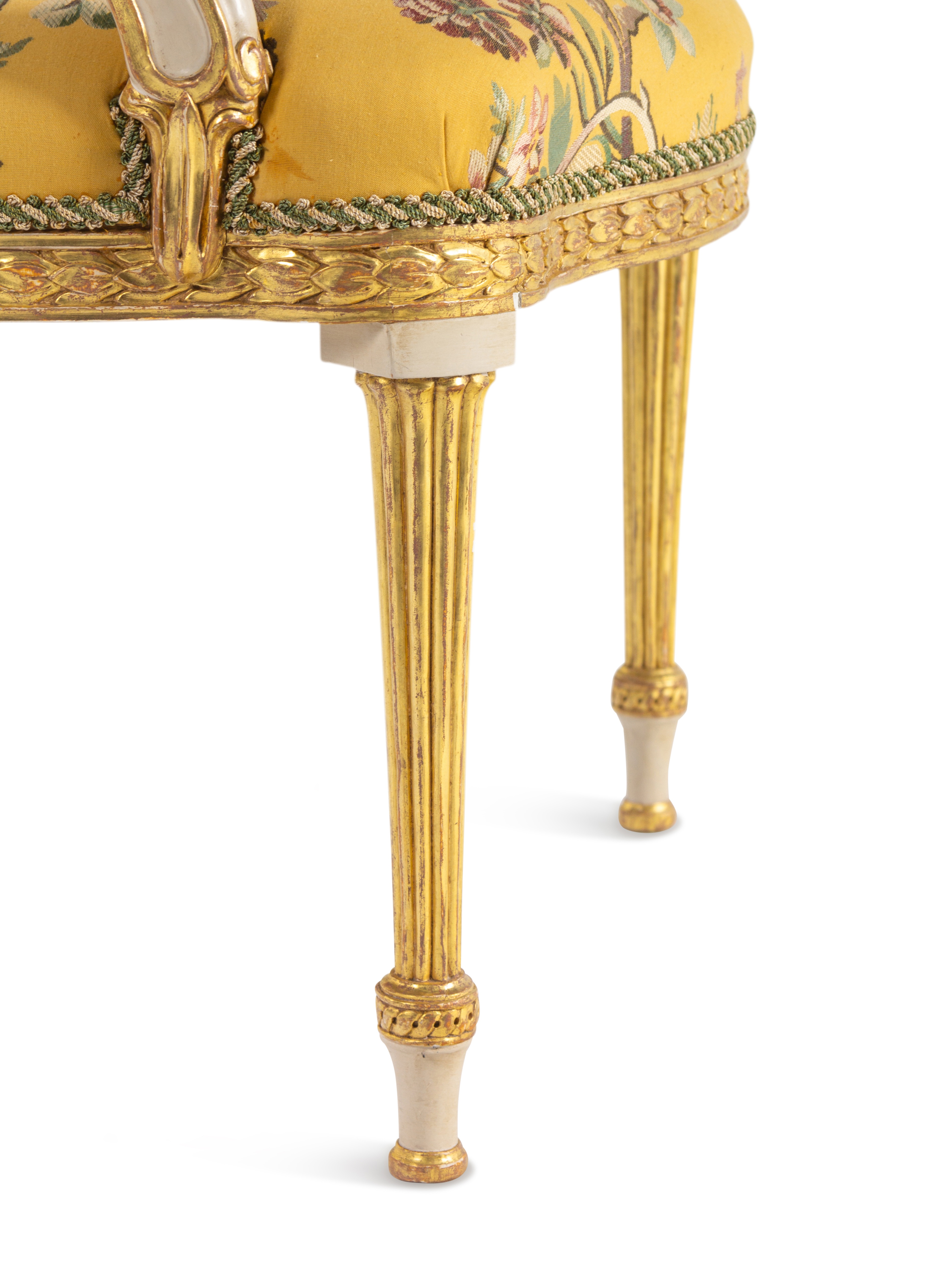 A George III White-Painted and Parcel-Gilt Open Armchair - Image 8 of 12