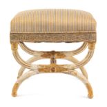 A North European Neoclassical Painted and Parcel-Gilt Stool
