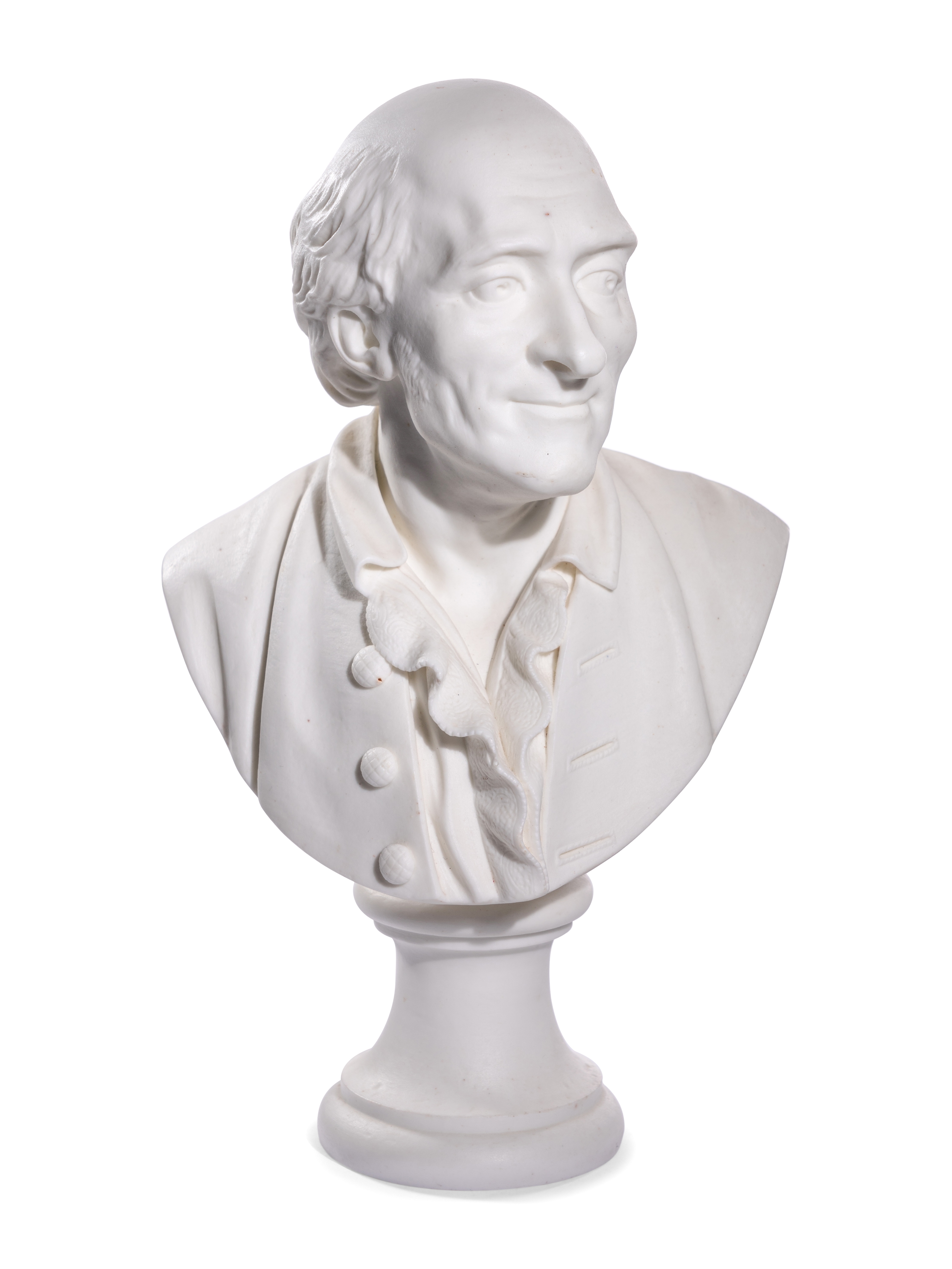 A French Biscuit Porcelain Bust of Fran'cois-Marie Arouet, Called Voltaire