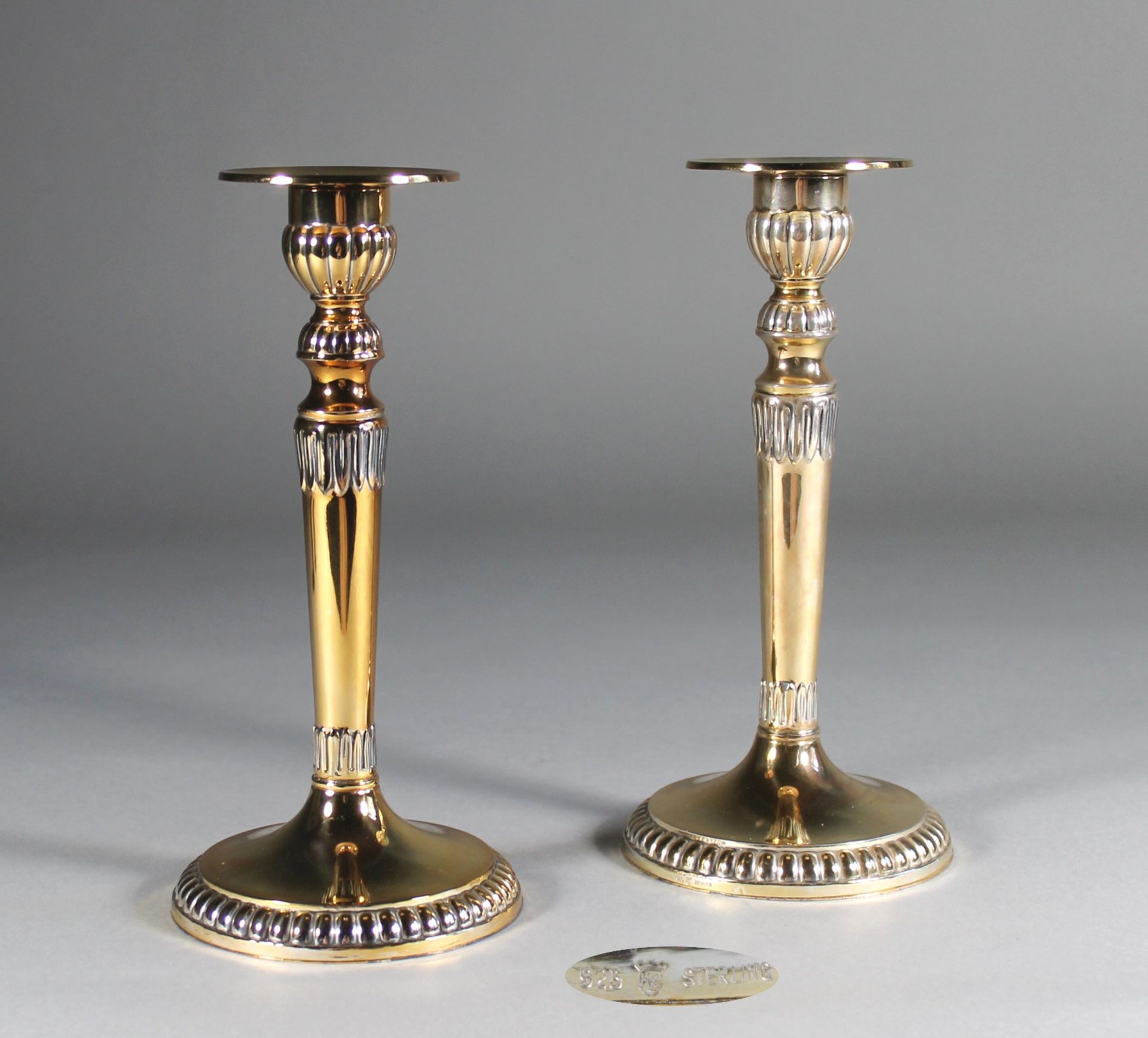 1 Paar Kerzenständer Sterlingsilber (925/000), H ca. 22,5cm, Boden gefüllt