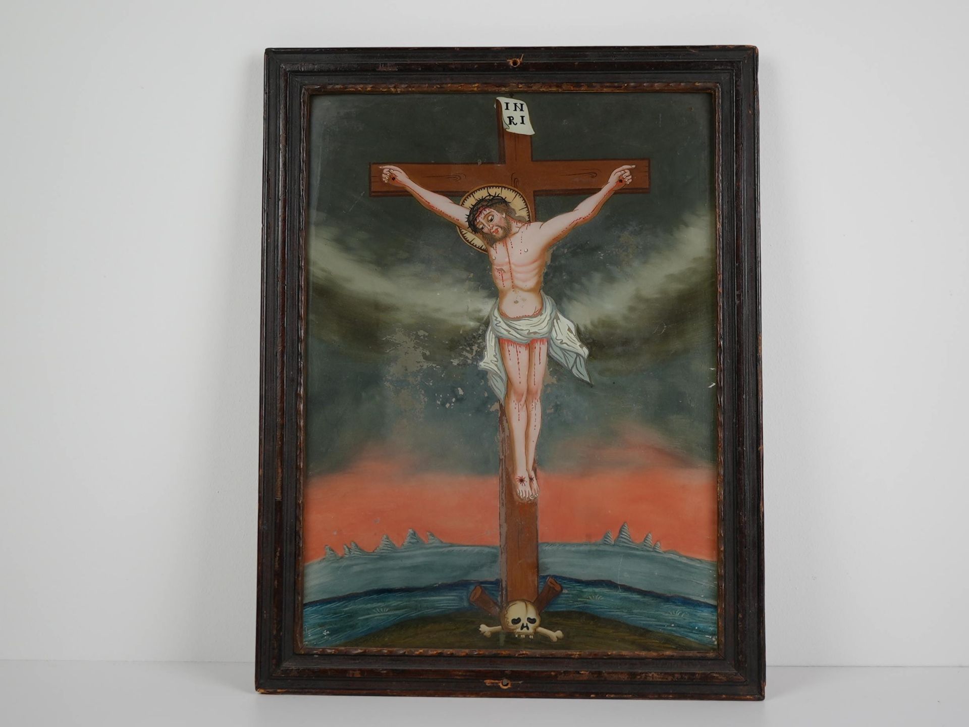 Hinterglasbild Jesus am Kreuz