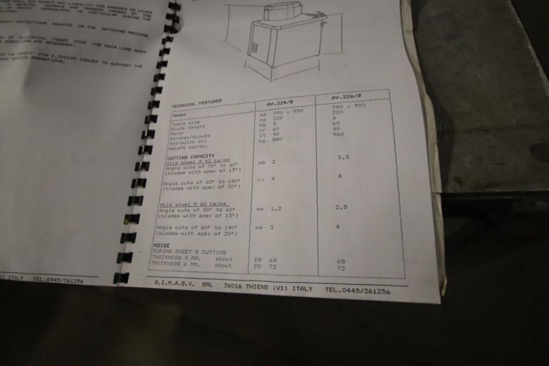 SIMASV Variable Angle Notching Machine, Model AV-B, Type 226, S/N#C2759 - Image 6 of 6