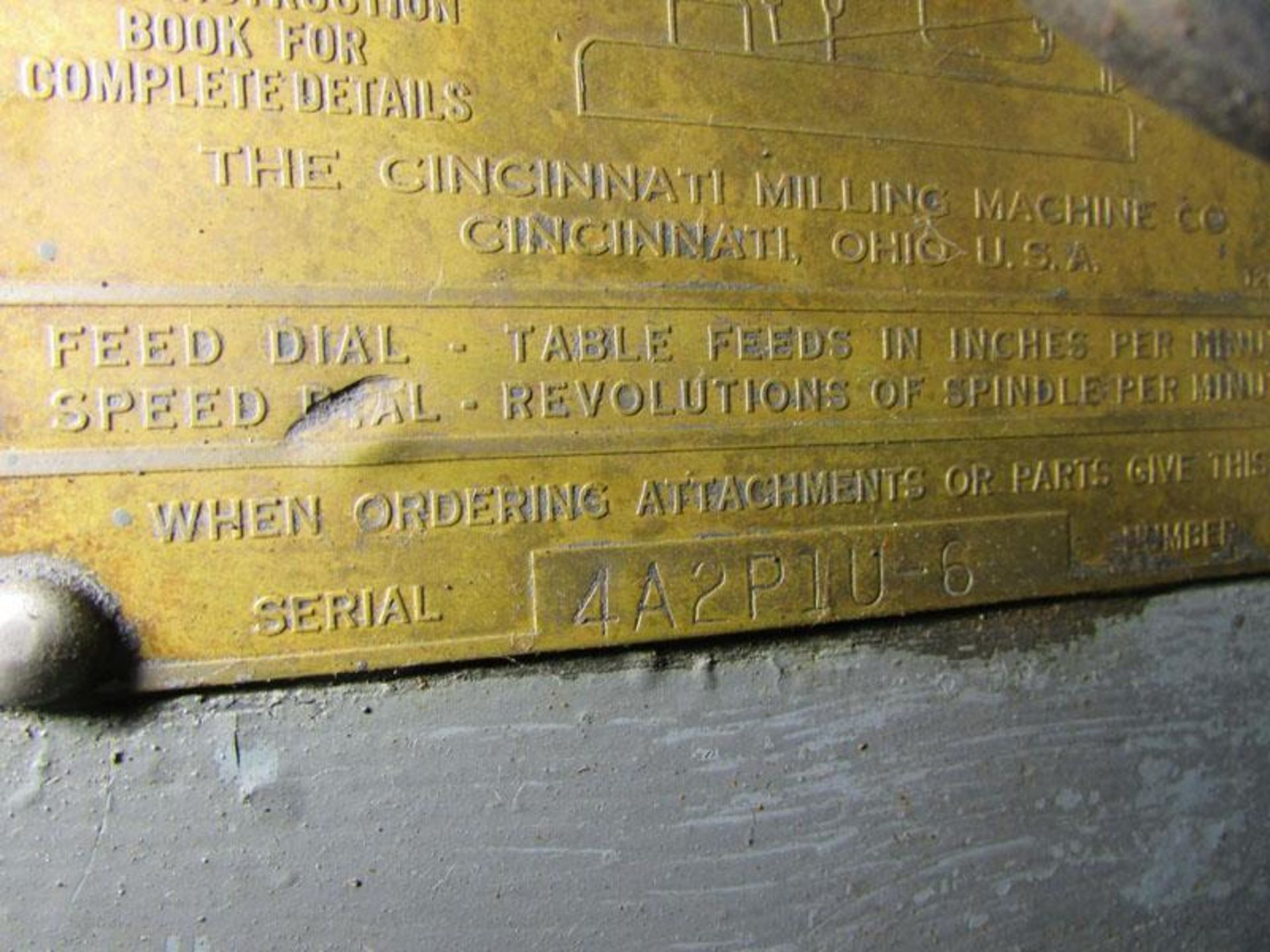 Cincinnati No. 2 Plain High Speed Dial Type Vertical Milling Machine - Image 9 of 9