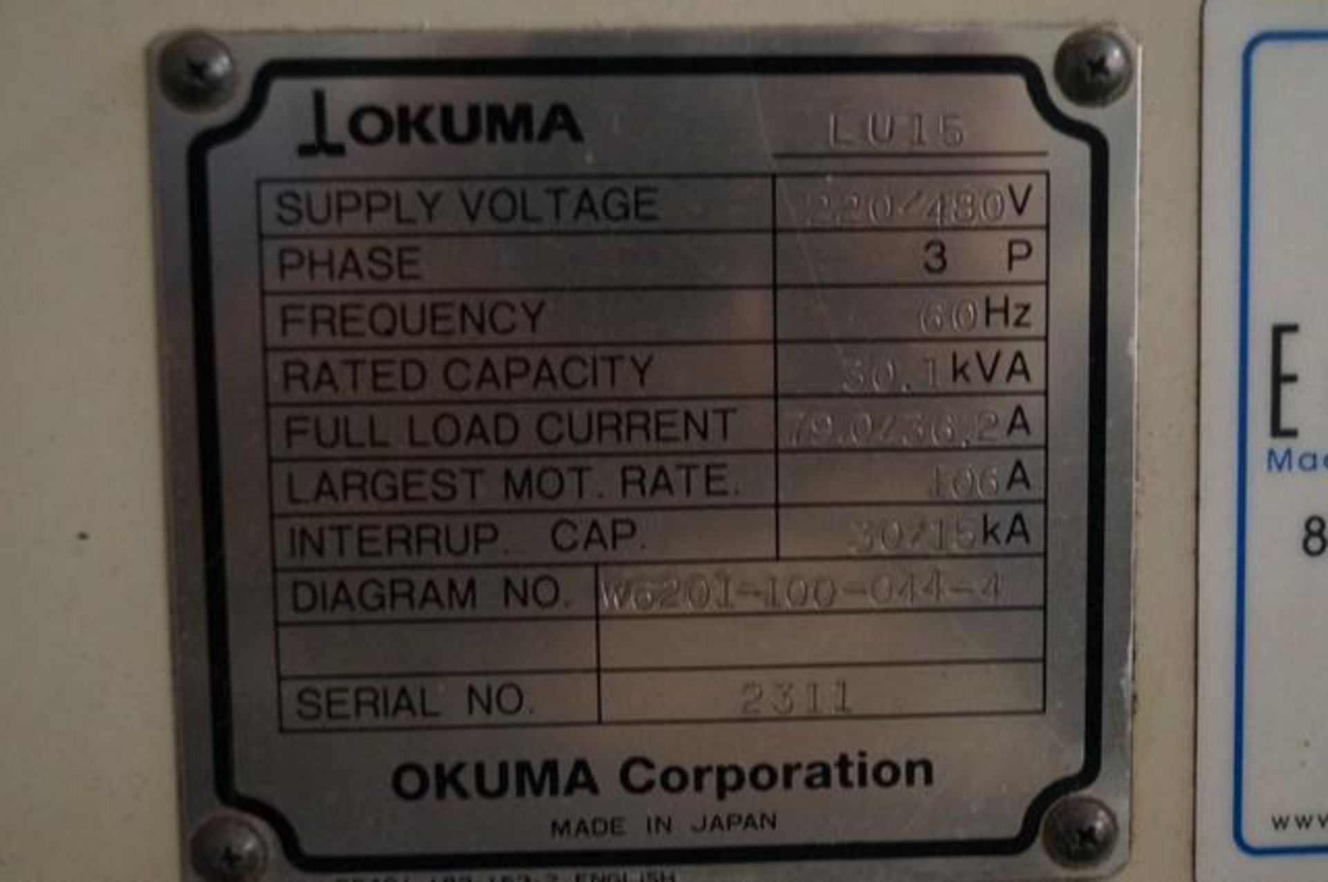 2001 OKUMA LU15 Twin Turret CNC Horizontal Turning Center - Image 10 of 13