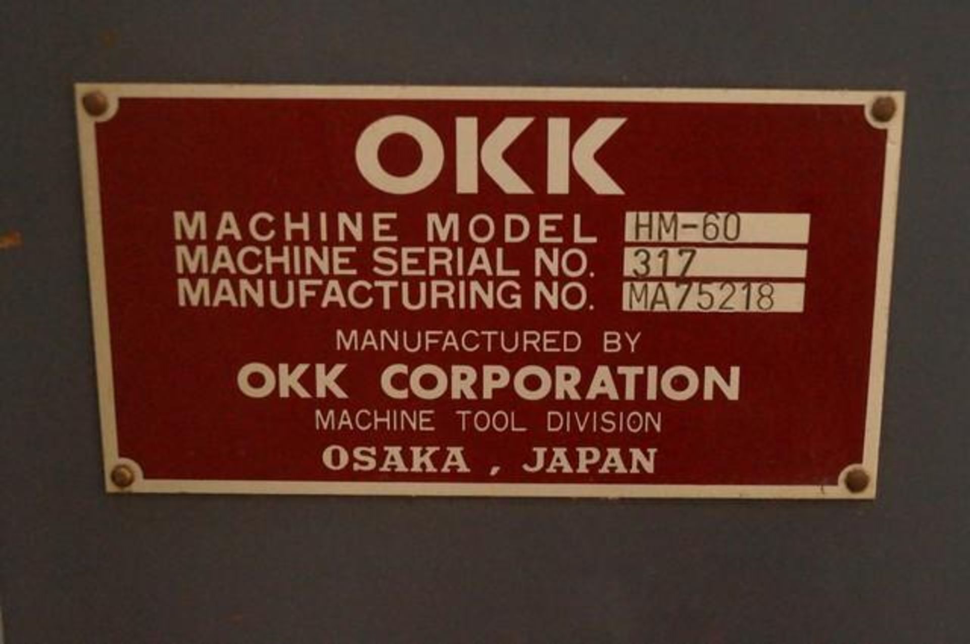 2000 OKK HM-60 4 Axis Horizontal CNC Machining Center - Image 11 of 11