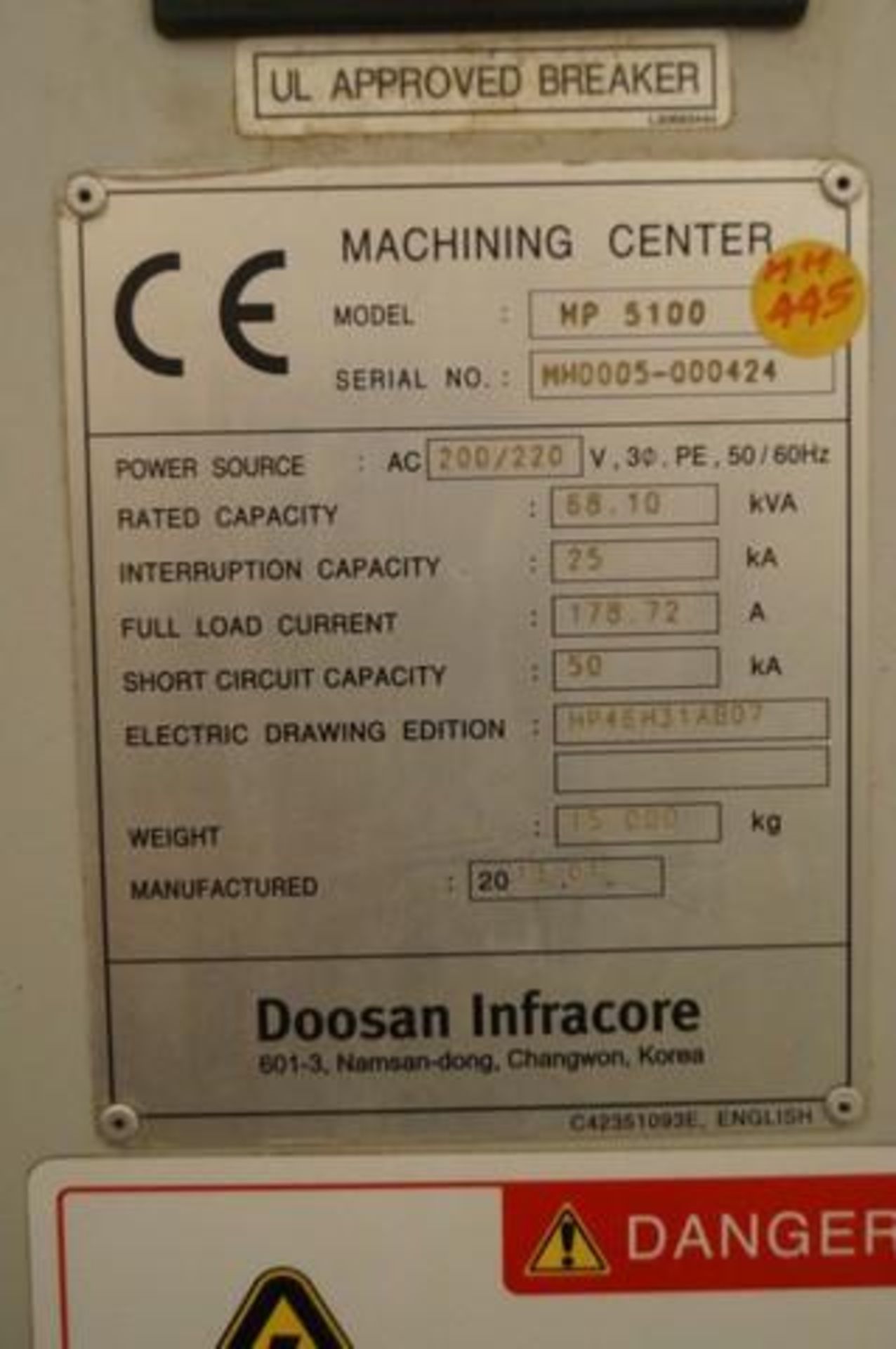 2013 DOOSAN HP 5100 4 Axis Horizontal CNC Machining Center - Image 6 of 7