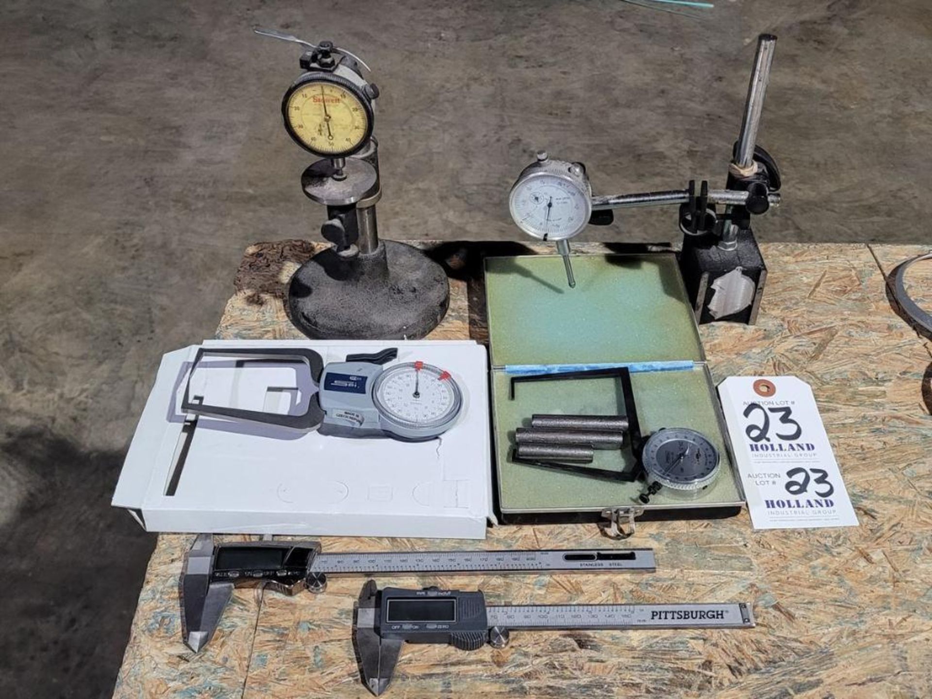 (6) Inspection Gauges: (1) Starrett Indicator Stand, (1) Magnetic Indicator Stand, (1) SPI Model IP6