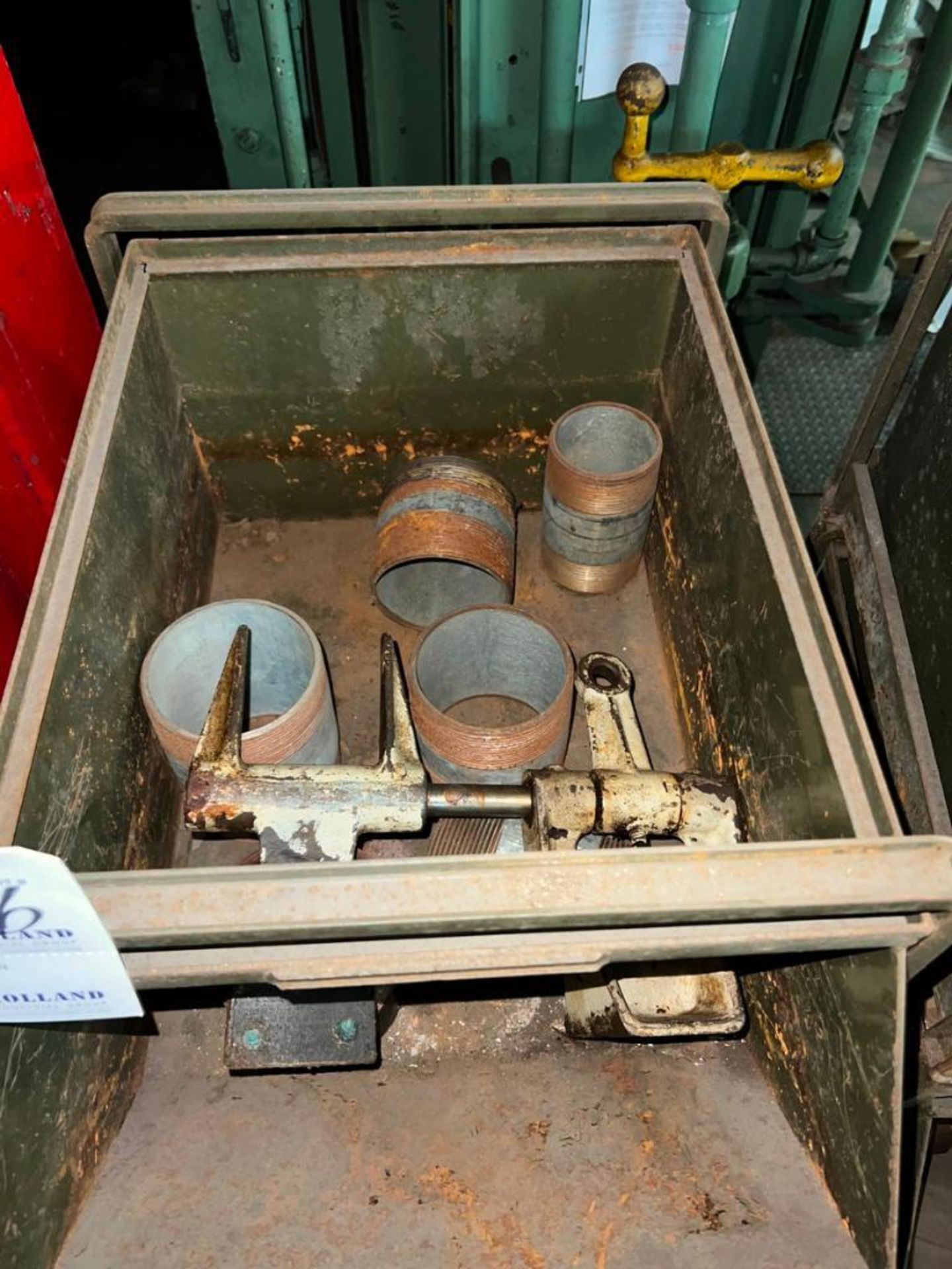 (1) Lot bins with assorted pipe fitting, shut off valves and copper fittings, Located At 32 Mill St, - Image 2 of 12