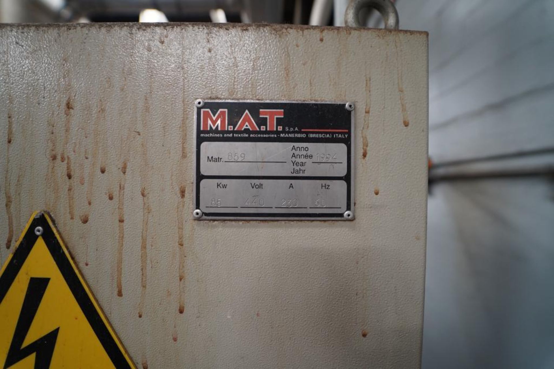 1994 MAT CONTINUOUS FULLING MILL, MODEL TURBO 4 SEASONS 2C-5M800, SERIAL NUMBER 859, 2-CHANNEL, 400 - Image 6 of 7