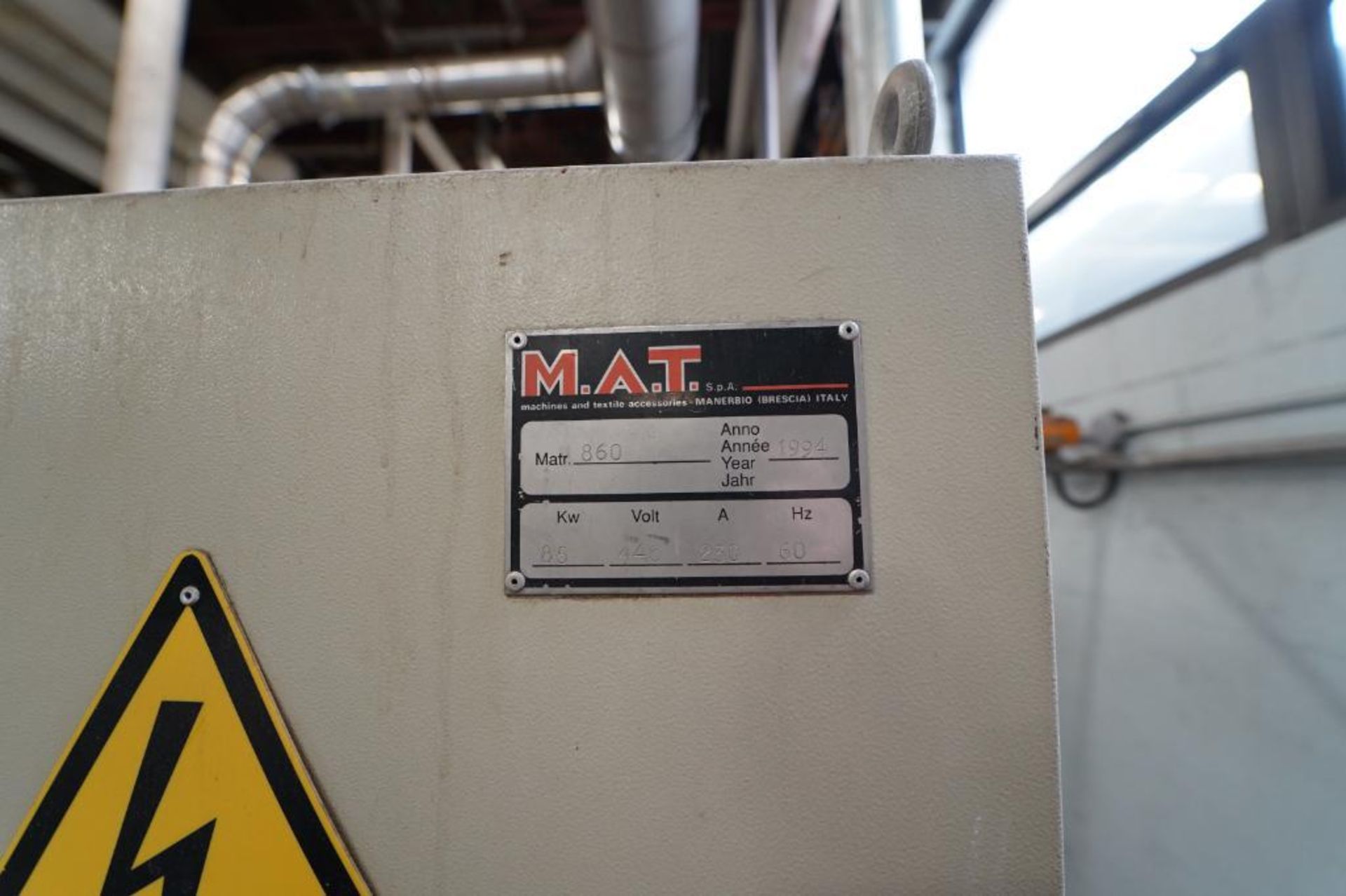 1994 MAT CONTINUOUS FULLING MILL, MODEL TURBO 4 SEASONS 2C-5M800, SERIAL NUMBER 859, 2-CHANNEL, 400 - Image 8 of 8