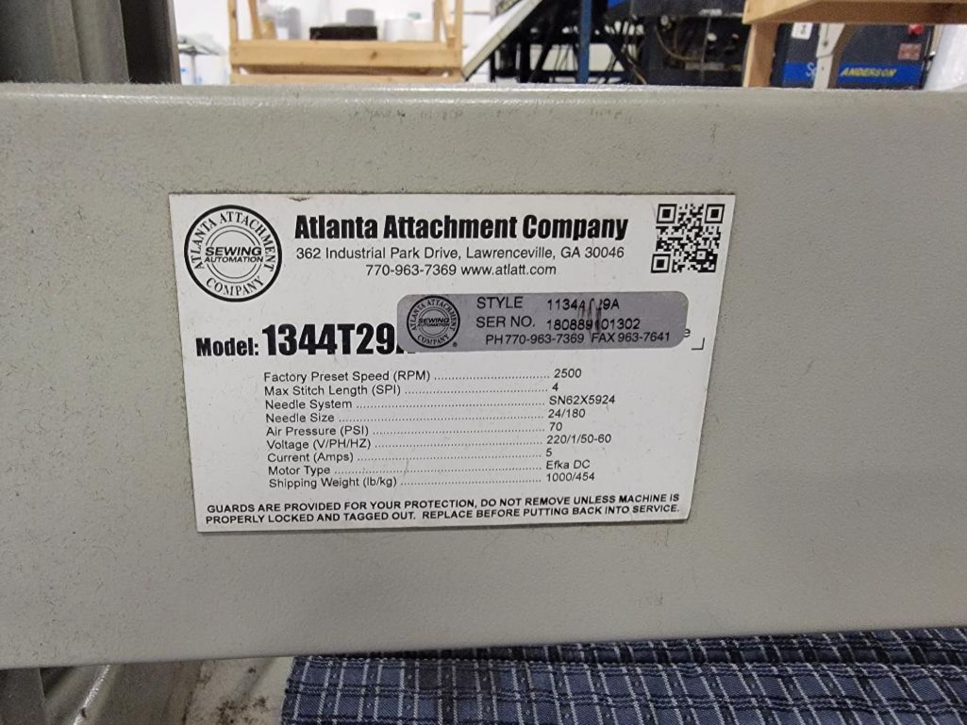 Atlanta Attachment Compound Feed Mattress Bucket Building Sewing Machine Model 1344T29 S/N 180889101 - Image 6 of 7