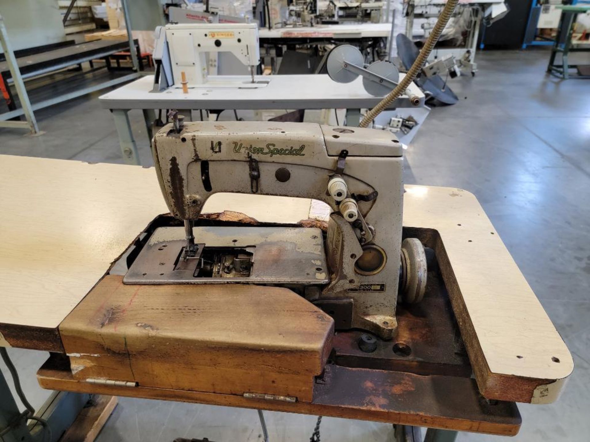 Union Special Sewing Machine, Model 56300M, with Table and Motor