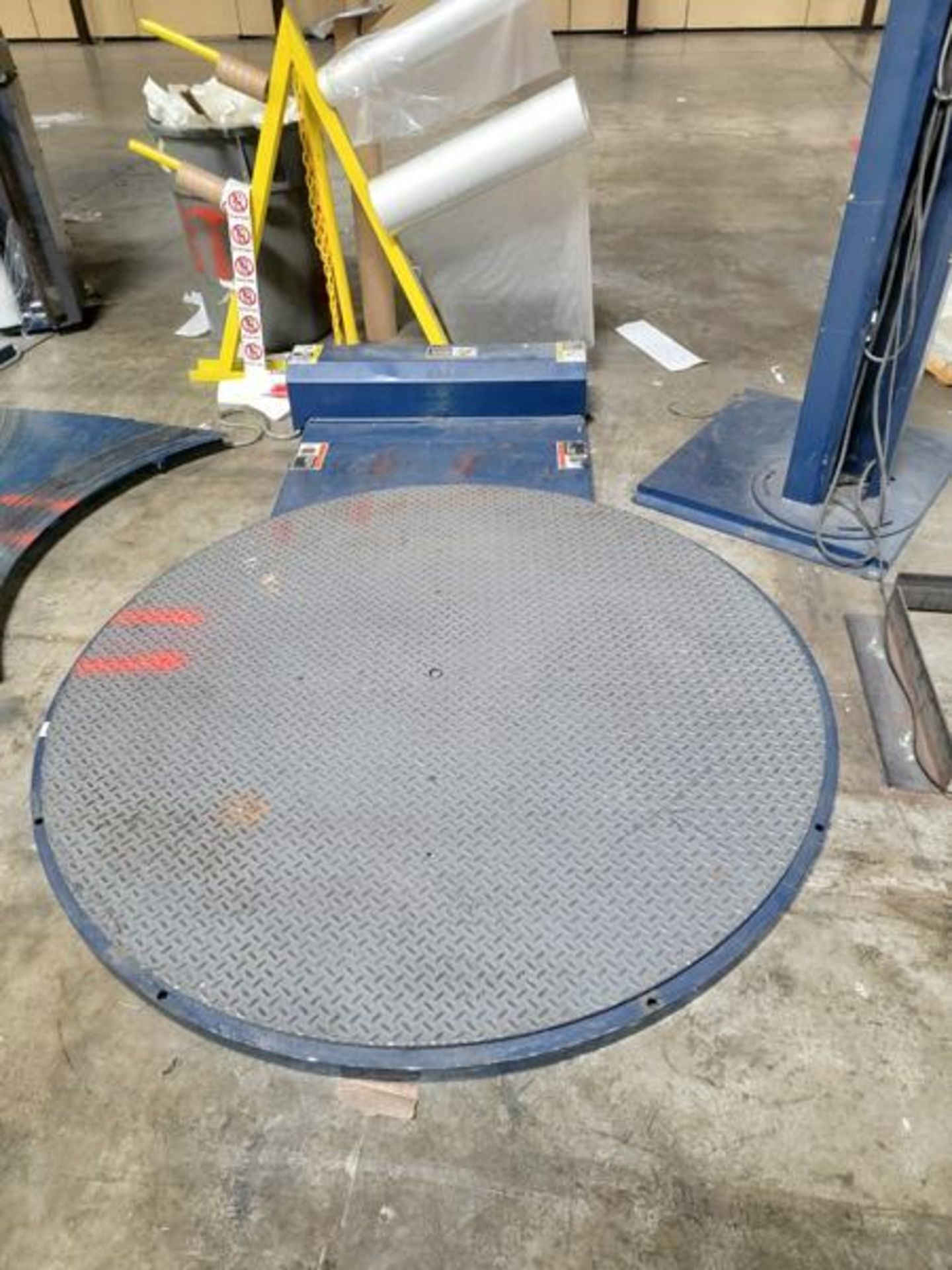 LANTECH DUPLEX STETCH WRAPPER, (2) FLOOR TURN TABLES