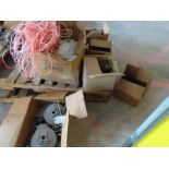 PALLET WITH VARIOUS ANCHORS, BOLTS, ASSEMBLIES, NYLON ROPE