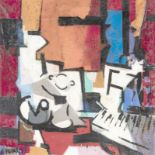 Claude Venard (1913-1999), Composition au piano , huile sur toile, signée, titrée au verso, 100x100