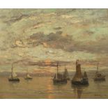 Hendrik Willem Mesdag (1831-1915), Marine au soleil couchant, 1899, huile sur toile, signée et datée