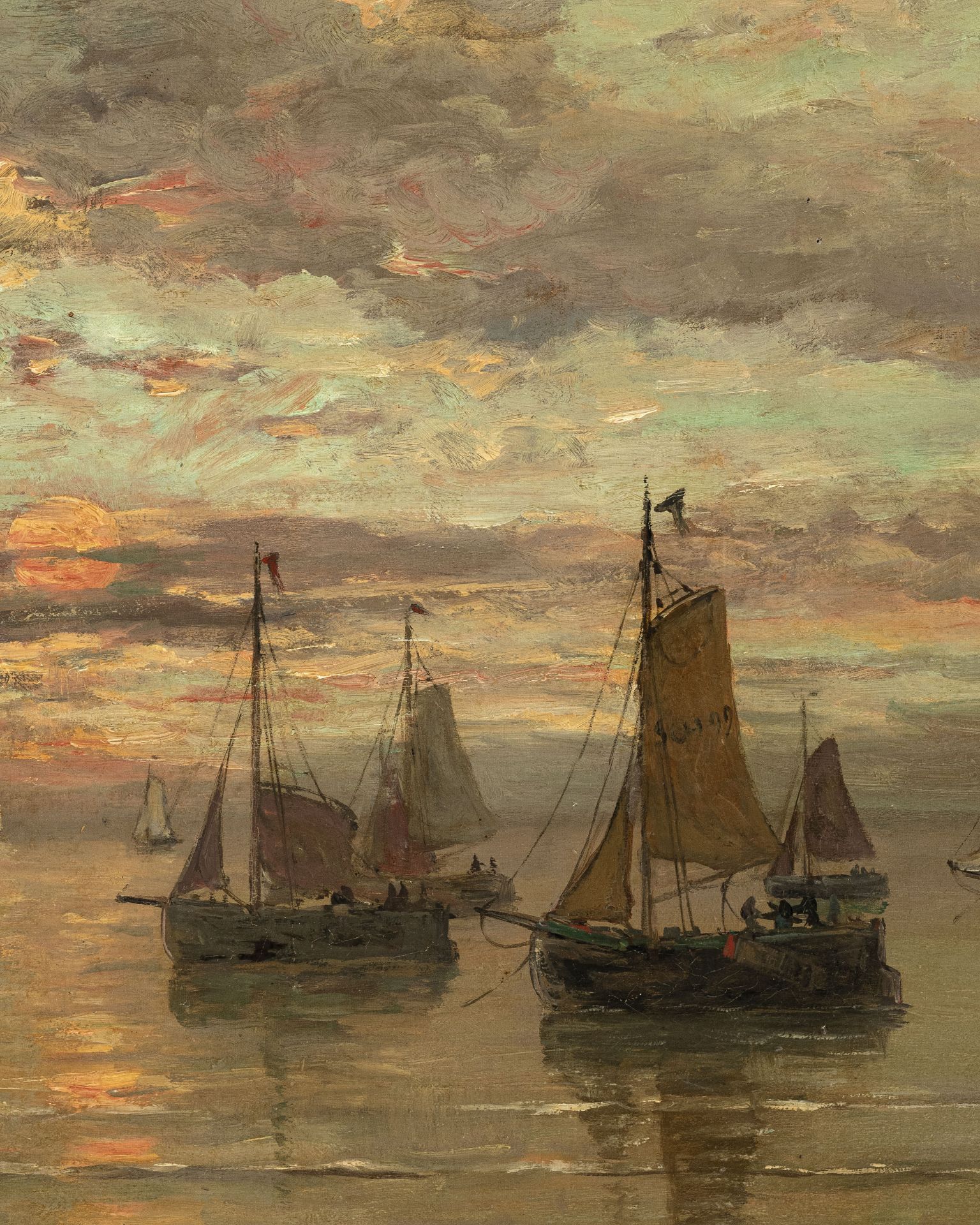 Hendrik Willem Mesdag (1831-1915), Marine au soleil couchant, 1899, huile sur toile, signée et datée - Image 3 of 5