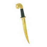 Asprey, letter opener 18K gold featuring a lion's head on a nephrite handle, set with round brillant