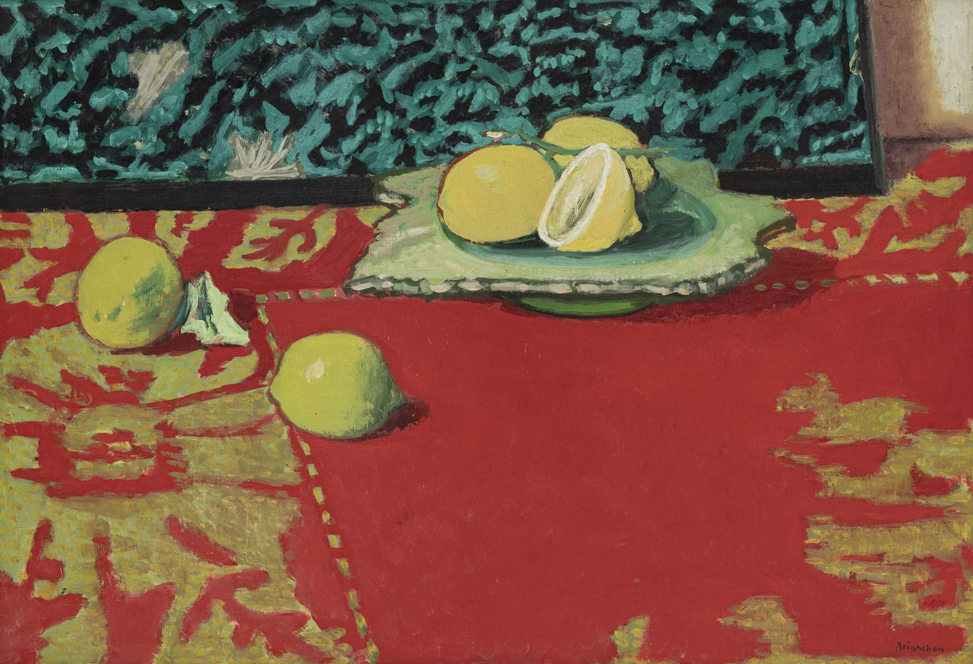 Maurice Brianchon (1899-1979), Nature morte aux citrons , 1961, huile sur toile, signée, 38x55 cm