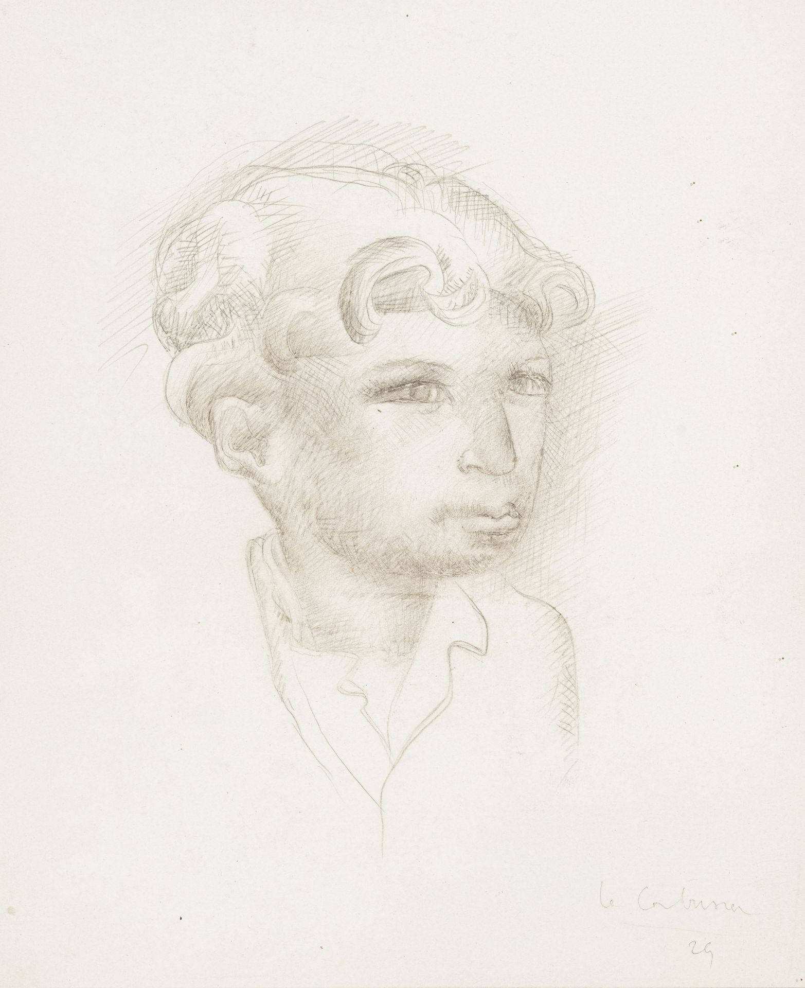 Le Corbusier (1887-1965), Portait d'enfant, 1929, crayon sur papier, signé et daté, 23x19 cm