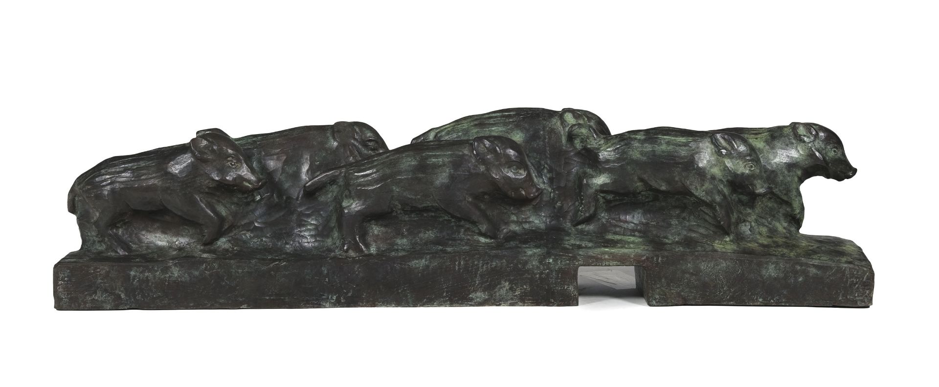 Robert Hainard (1906-1999), Six marcassins, sculpture en bronze, signée et numérotée 4/12, [...], 28 - Image 2 of 4
