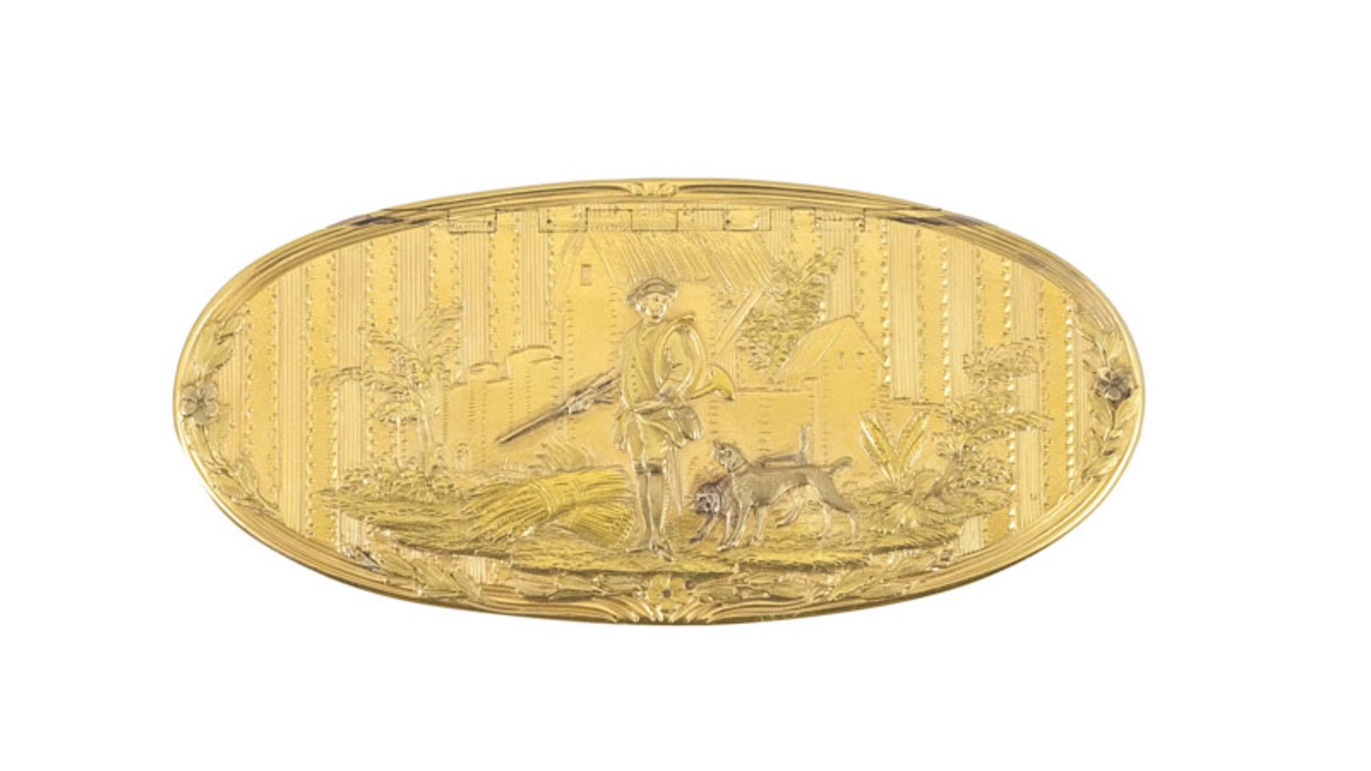 Boîte ovale en or, scènes de chasse, Jean George - Paris, 1750-1760, Baronin Mathilde von Rothschild - Bild 6 aus 11