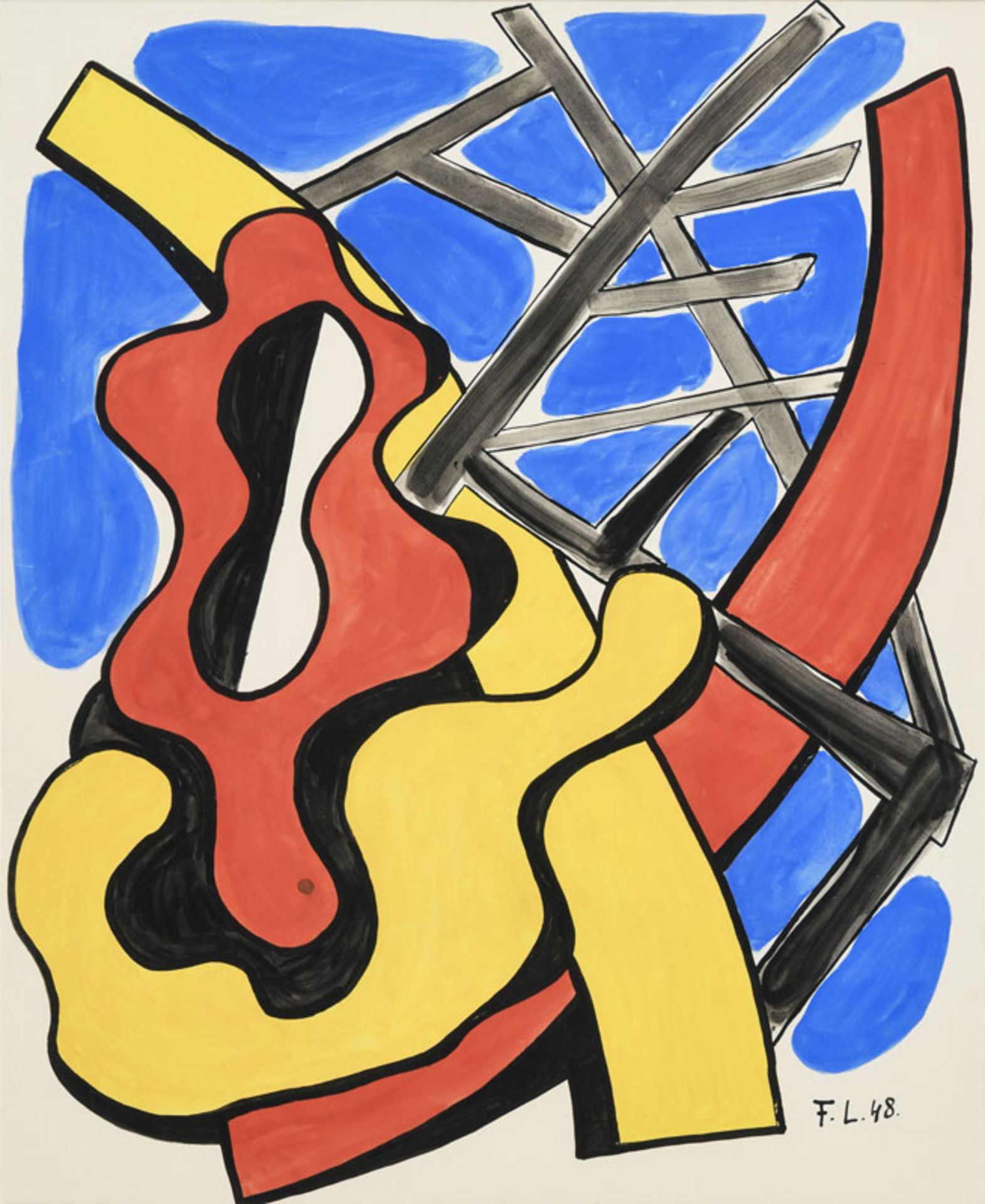 Fernand Léger (1881-1955), Composition mécanique , 1948, gouache sur papier, monogrammée, 62x50 cm