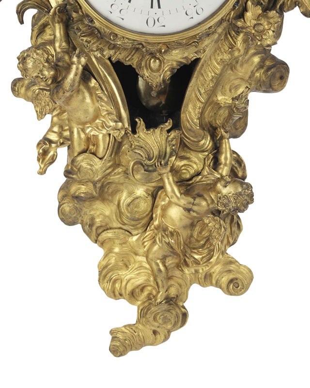 Cartel d'applique d'époque Louis XV, en bronze finement ciselé et doré, marque au C couronné, 85x37 - Image 4 of 7