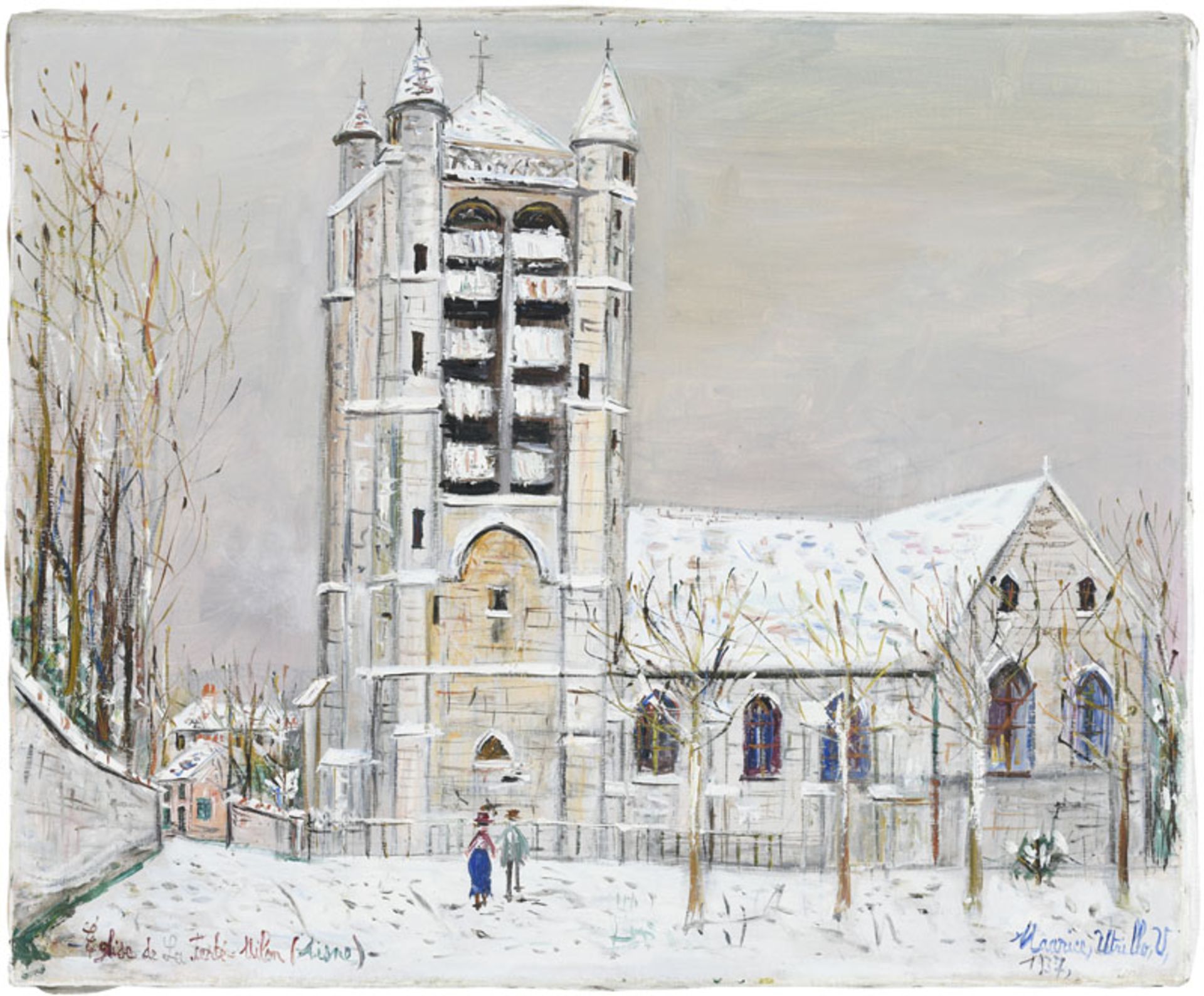 Maurice Utrillo (1883-1955), Eglise de La Ferté Milon (Aisne) , 1937, huile sur toile, signée, daté
